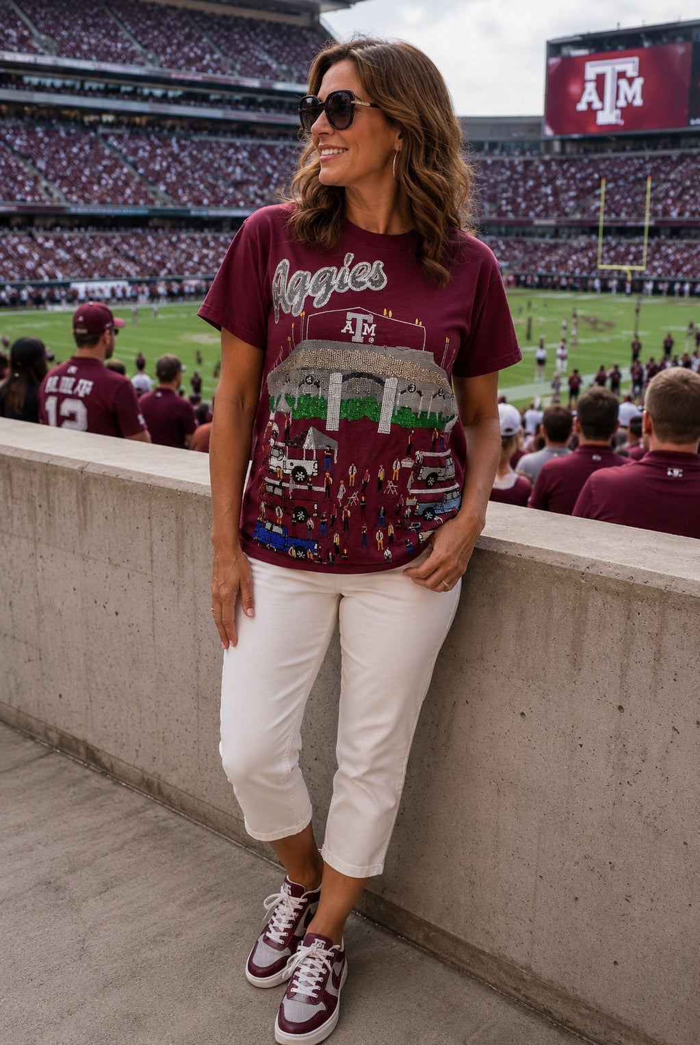 Queen of Sparkles Licensed Texas A&M Stadium Tailgate Party Tee-T-Shirts-Queen Of Sparkles-Deja Nu Boutique, Women's Fashion Boutique in Lampasas, Texas