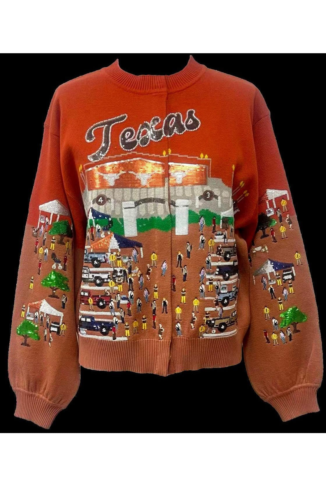 Queen of Sparkles Licensed Texas Stadium Tailgate Party Button Up Cardigan-Cardigans & Kimonos-Queen Of Sparkles-Deja Nu Boutique, Women's Fashion Boutique in Lampasas, Texas