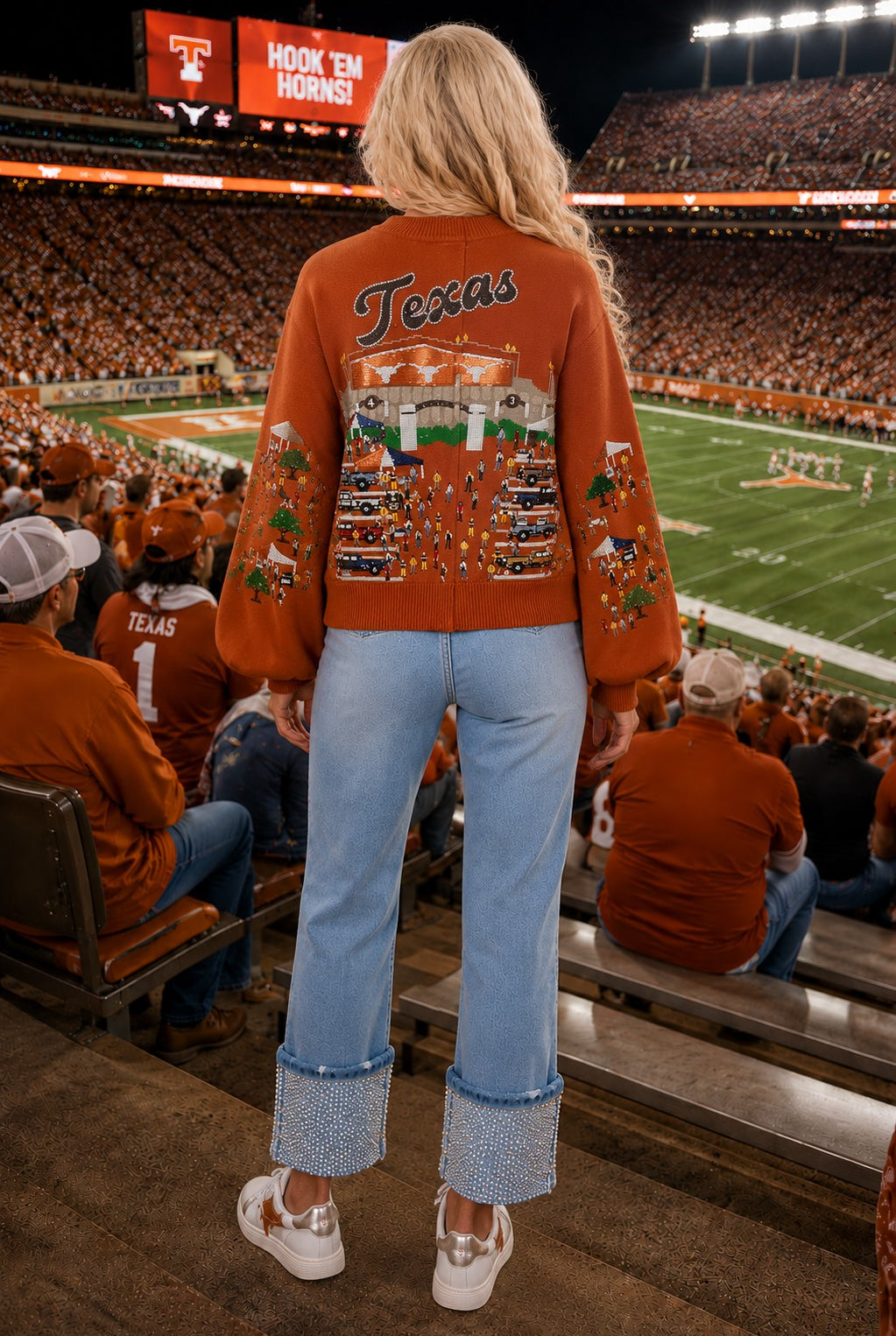 Queen of Sparkles Licensed Texas Stadium Tailgate Party Button Up Cardigan-Cardigans & Kimonos-Queen Of Sparkles-Deja Nu Boutique, Women's Fashion Boutique in Lampasas, Texas