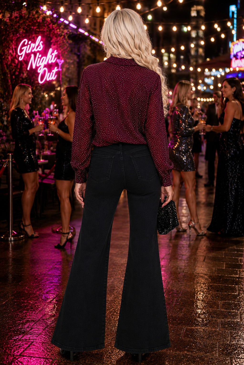 Queen of Sparkles Maroon Rhinestone Button Up Top-shirts-Queen Of Sparkles-Deja Nu Boutique, Women's Fashion Boutique in Lampasas, Texas