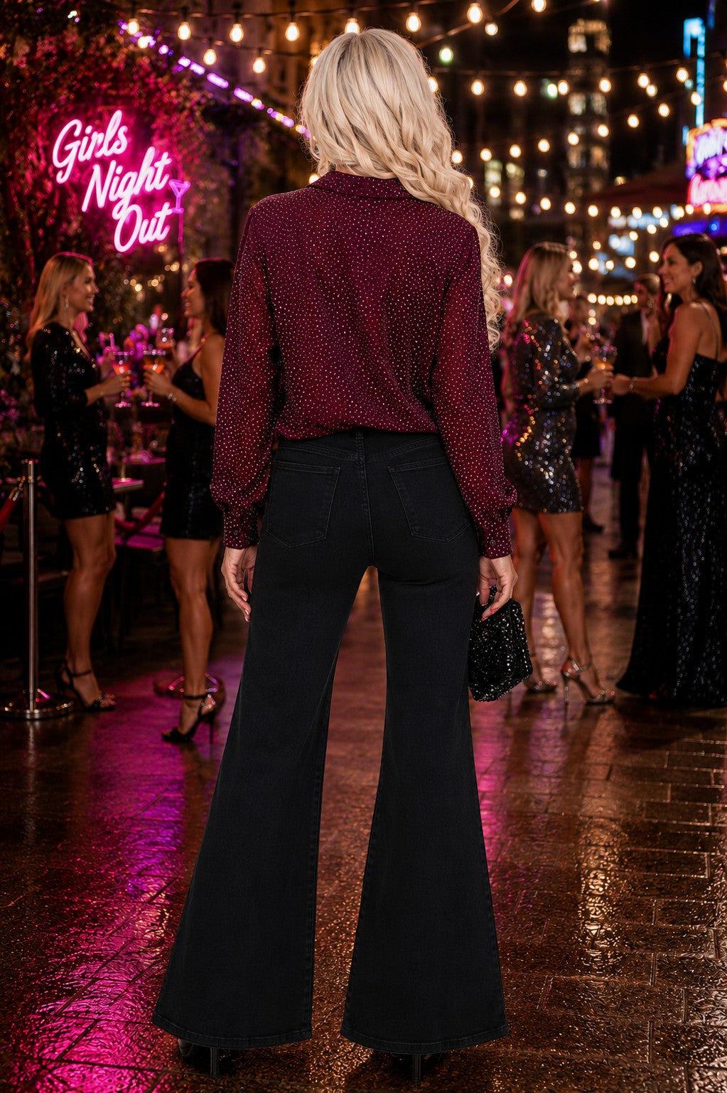 Queen of Sparkles Maroon Rhinestone Button Up Top-shirts-Queen Of Sparkles-Deja Nu Boutique, Women's Fashion Boutique in Lampasas, Texas