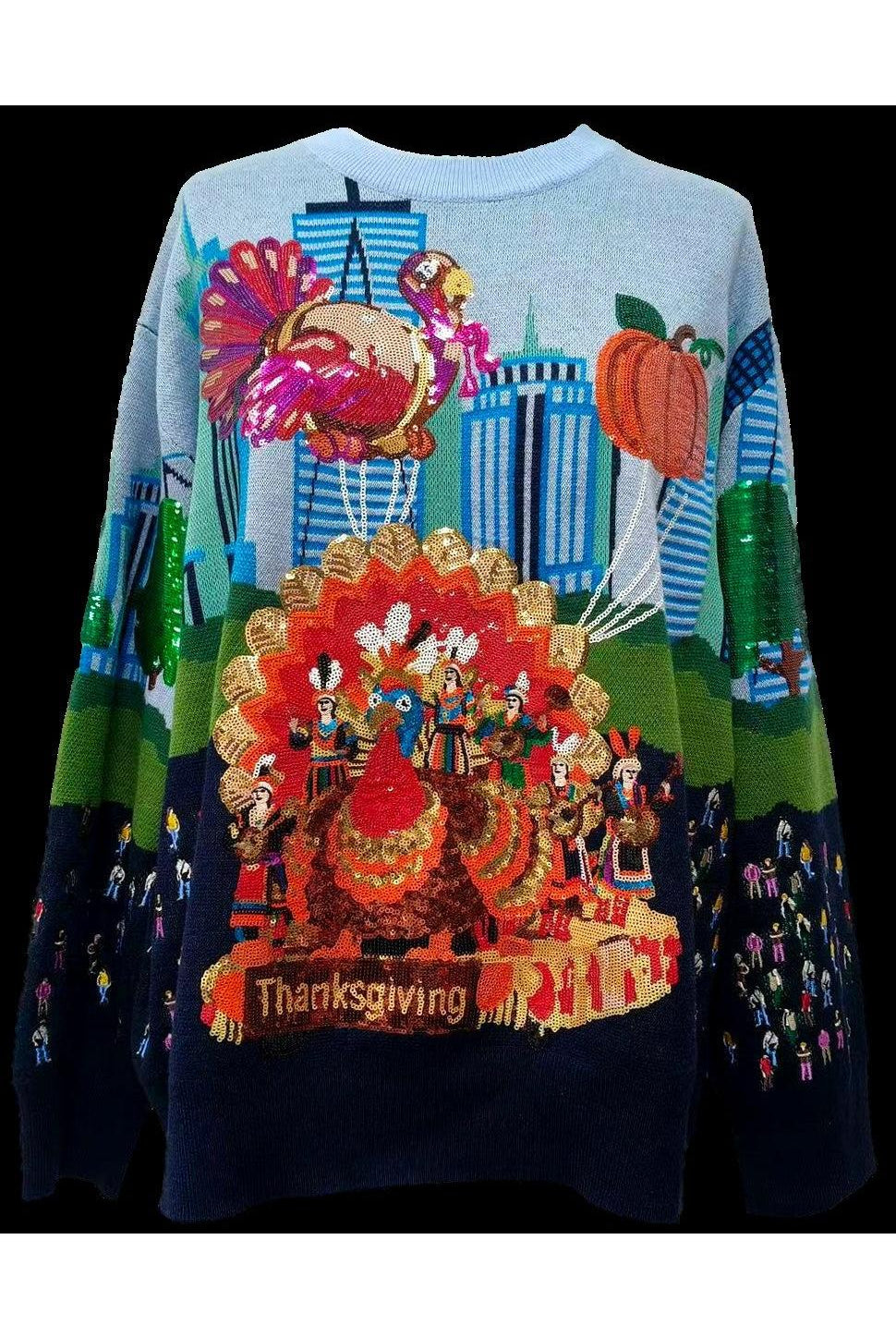 Queen of Sparkles Multi Thanksgiving Parade Sweater-Sweaters-Queen Of Sparkles-Deja Nu Boutique, Women's Fashion Boutique in Lampasas, Texas