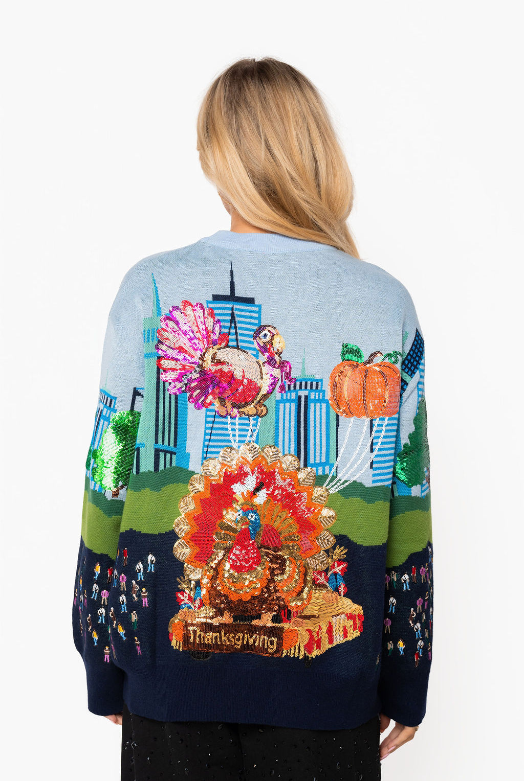 Queen of Sparkles Multi Thanksgiving Parade Sweater-Sweaters-Queen Of Sparkles-Deja Nu Boutique, Women's Fashion Boutique in Lampasas, Texas