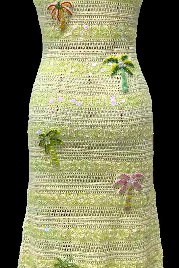Queen of Sparkles Pale Green Sequin Palm Tree Midi Cover-Up-Cover Up-Queen Of Sparkles-Deja Nu Boutique, Women's Fashion Boutique in Lampasas, Texas
