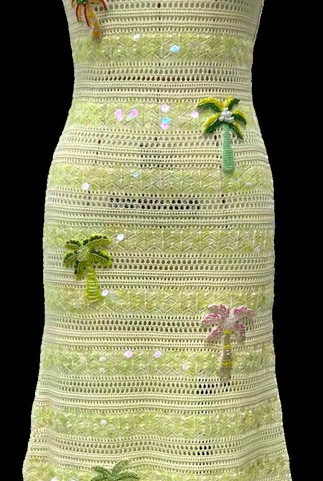 Queen of Sparkles Pale Green Sequin Palm Tree Midi Cover-Up-Cover Up-Queen Of Sparkles-Deja Nu Boutique, Women's Fashion Boutique in Lampasas, Texas