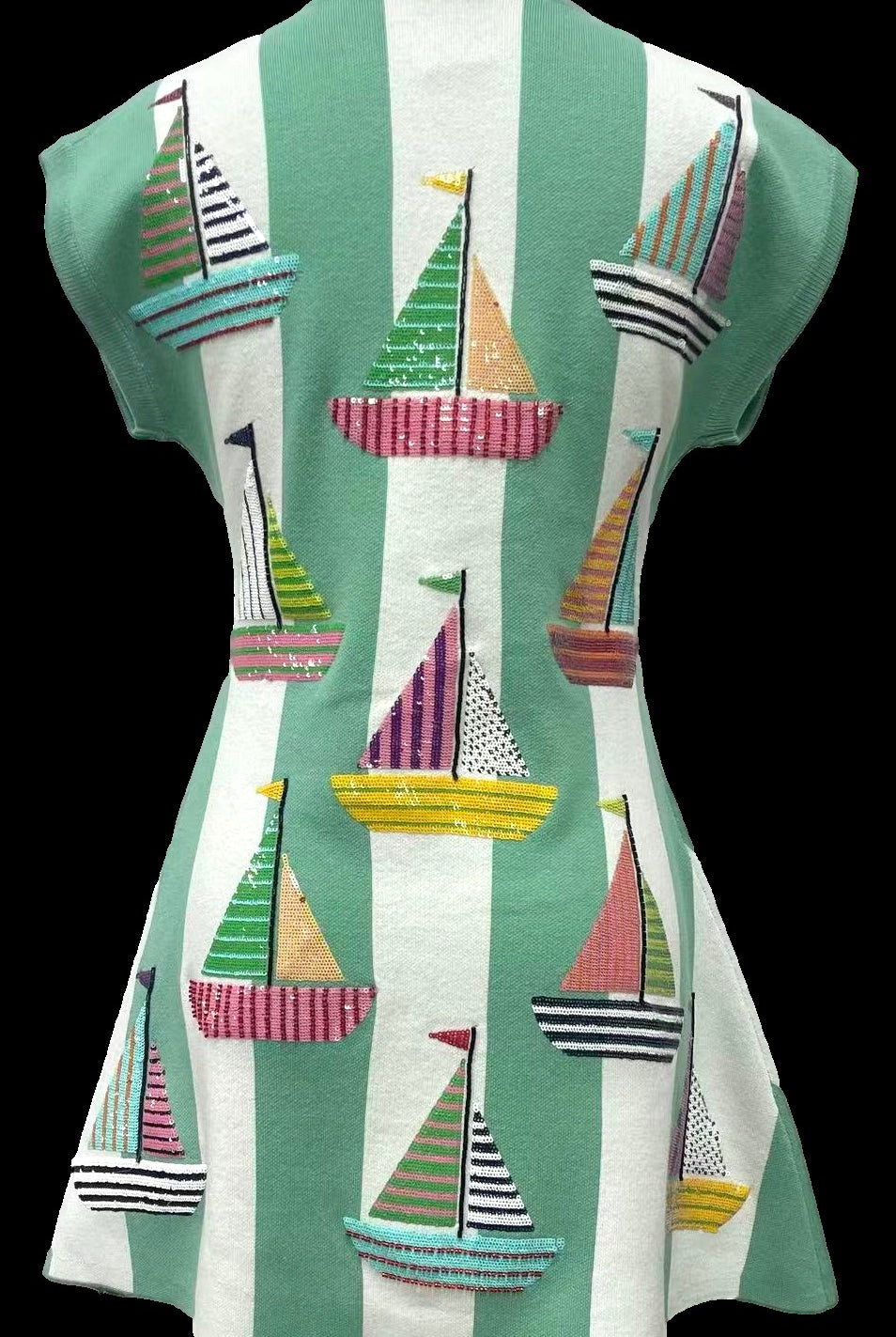Queen of Sparkles Seafoam Striped Sailboat Knit Tank Dress-Dresses-Queen Of Sparkles-Deja Nu Boutique, Women's Fashion Boutique in Lampasas, Texas