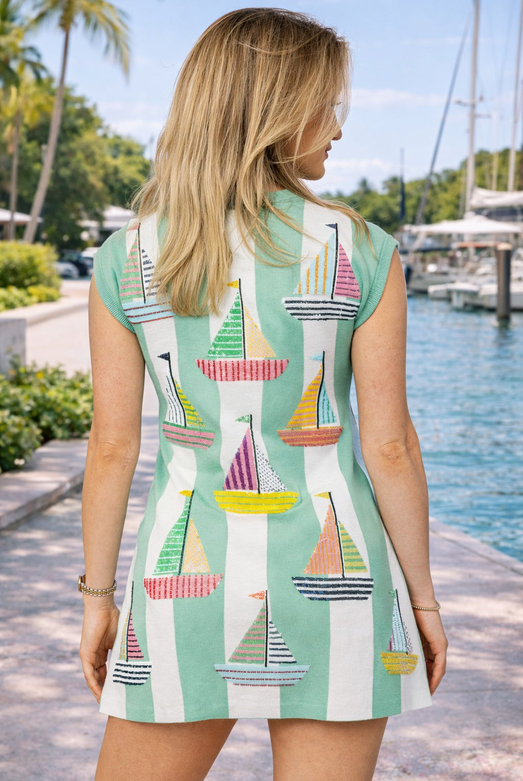 Queen of Sparkles Seafoam Striped Sailboat Knit Tank Dress-Dresses-Queen Of Sparkles-Deja Nu Boutique, Women's Fashion Boutique in Lampasas, Texas