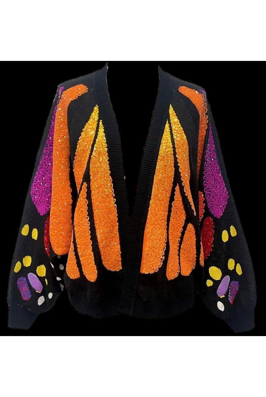 Queen of Sparkles Sequin Butterfly Wing Cardigan-Cardigans & Kimonos-Queen Of Sparkles-Deja Nu Boutique, Women's Fashion Boutique in Lampasas, Texas