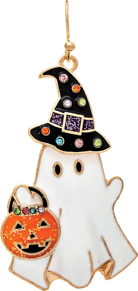 Rain Gold Witchy Ghost Halloween Enamel Earrings-Earrings-Rain Jewelry Collection-Deja Nu Boutique, Women's Fashion Boutique in Lampasas, Texas