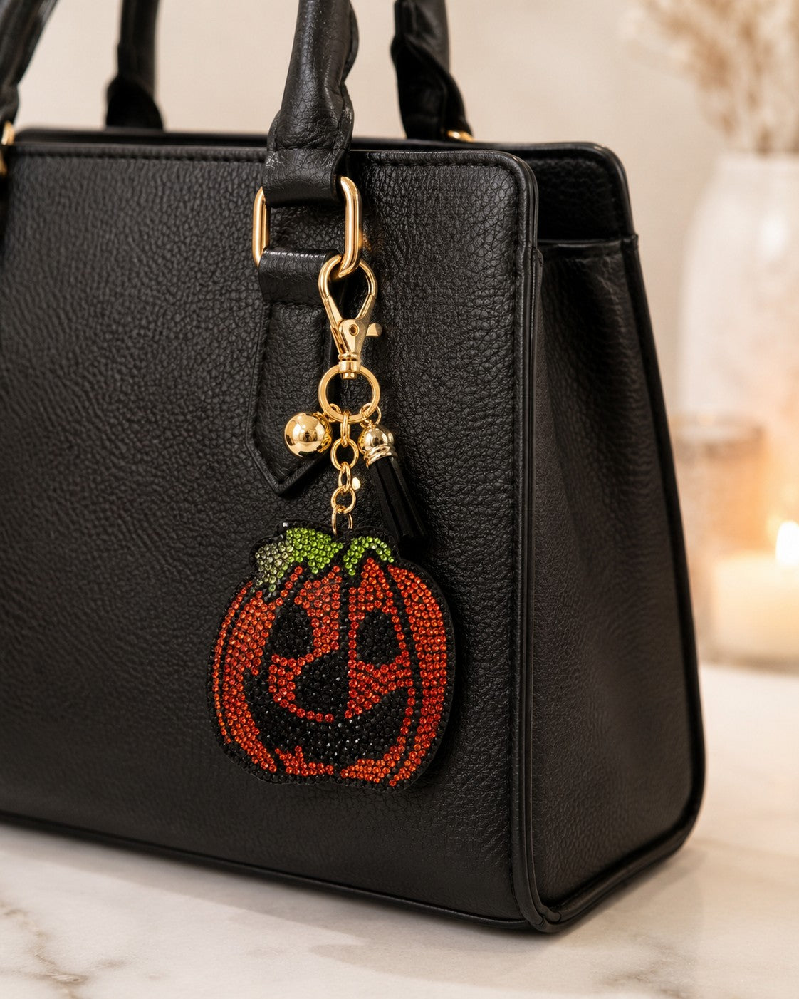 Rhinestone Pumpkin & Jack-O’-Lantern Purse Charm Keyring-purse charm-Deja Nu-Deja Nu Boutique, Women's Fashion Boutique in Lampasas, Texas