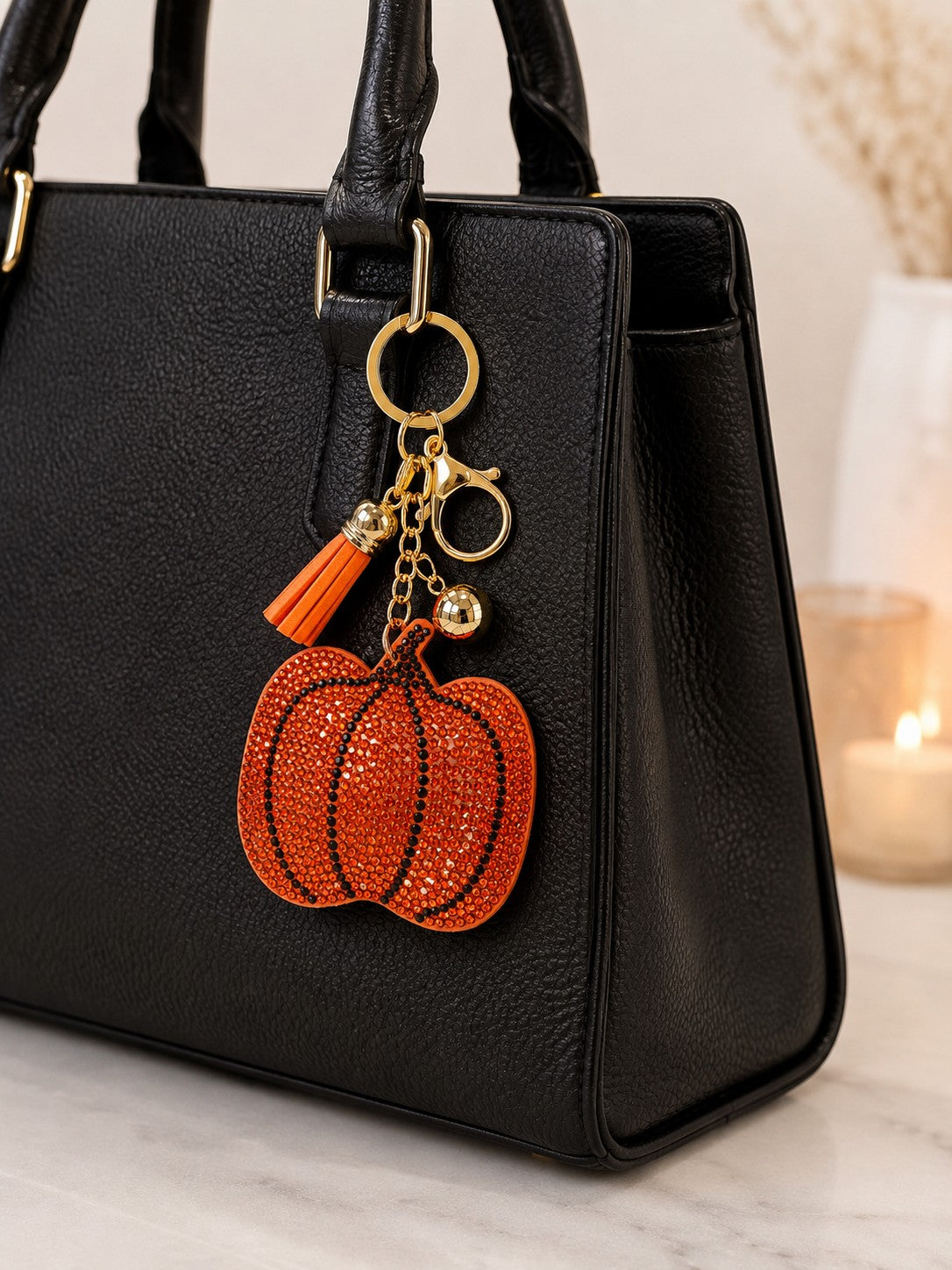 Rhinestone Pumpkin & Jack-O’-Lantern Purse Charm Keyring-purse charm-Deja Nu-Deja Nu Boutique, Women's Fashion Boutique in Lampasas, Texas