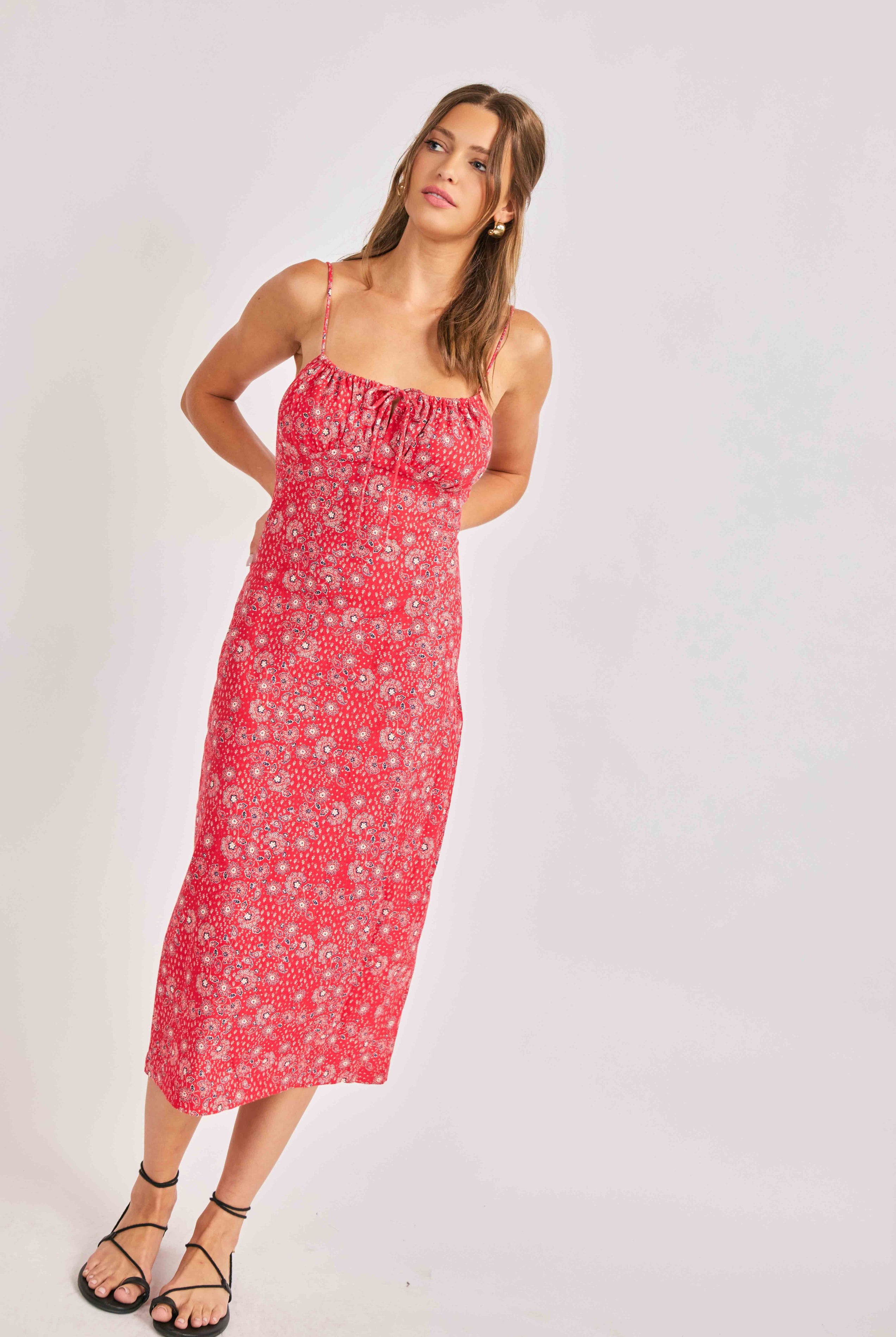 Sadie & Sage Firecracker Midi Dress – Red Multi-Midi Dresses-Sadie & Sage-Deja Nu Boutique, Women's Fashion Boutique in Lampasas, Texas