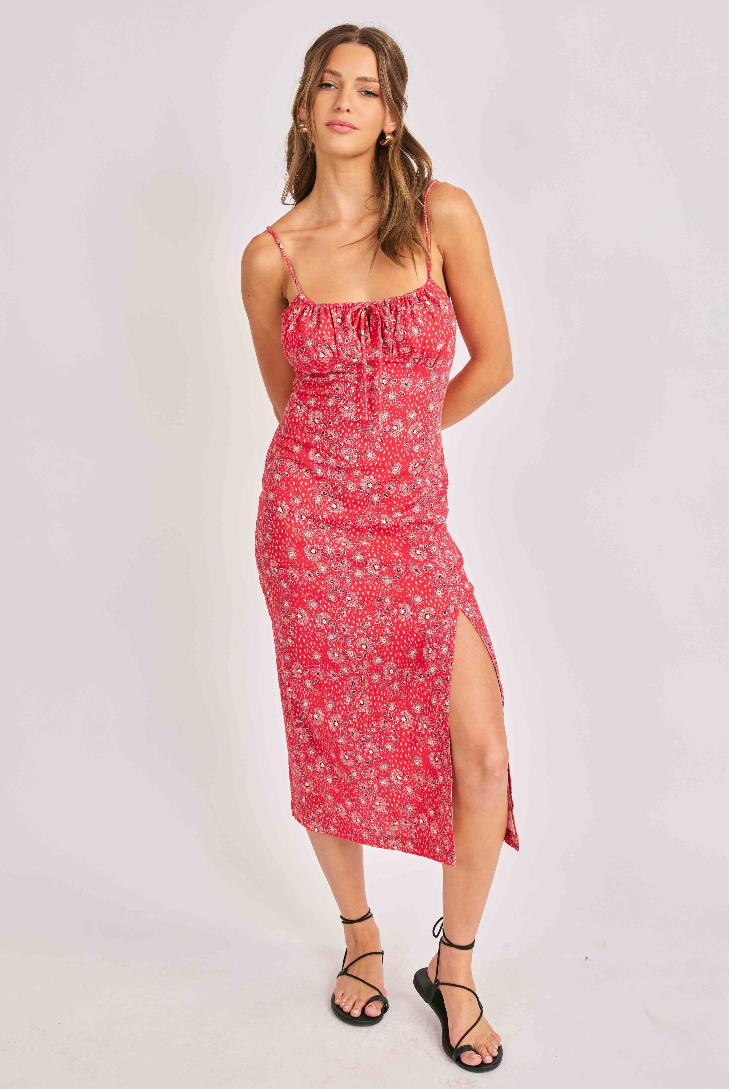 Sadie & Sage Firecracker Midi Dress – Red Multi-Midi Dresses-Sadie & Sage-Deja Nu Boutique, Women's Fashion Boutique in Lampasas, Texas