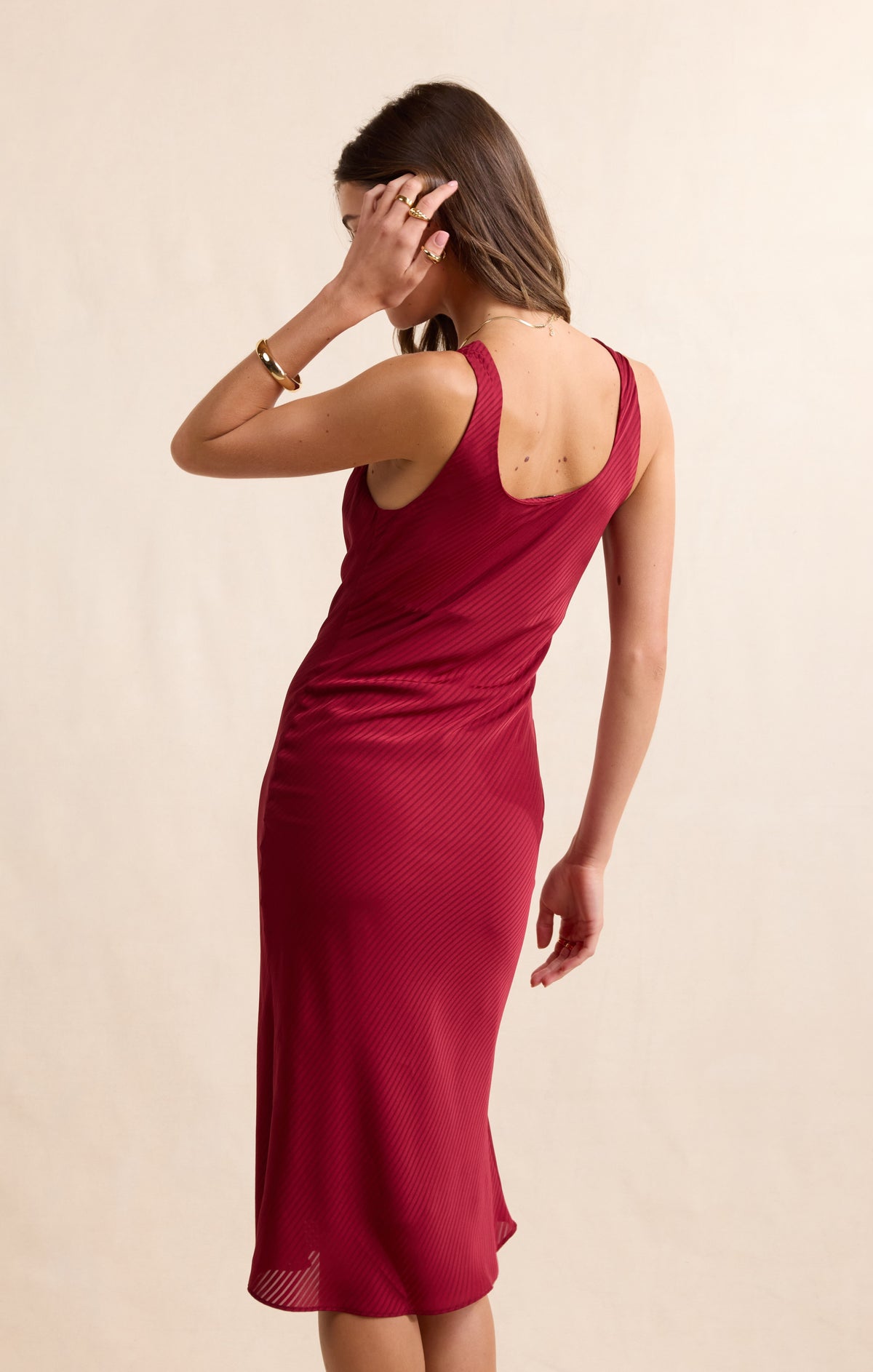 Sadie & Sage Inner Circle Cowl Neck Midi Dress in Red-Midi Dresses-Sadie & Sage-Deja Nu Boutique, Women's Fashion Boutique in Lampasas, Texas