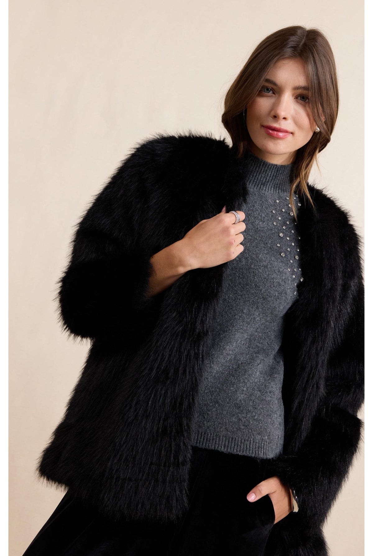 Sadie & Sage Shelby Embellished Sweater Vest in Charcoal-Vest-Sadie & Sage-Deja Nu Boutique, Women's Fashion Boutique in Lampasas, Texas
