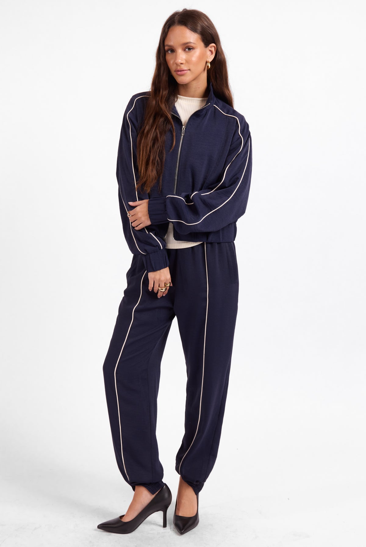 Sage the Label Bike Ride Joggers in Navy Ivory-Joggers-Sage The Label-Deja Nu Boutique, Women's Fashion Boutique in Lampasas, Texas