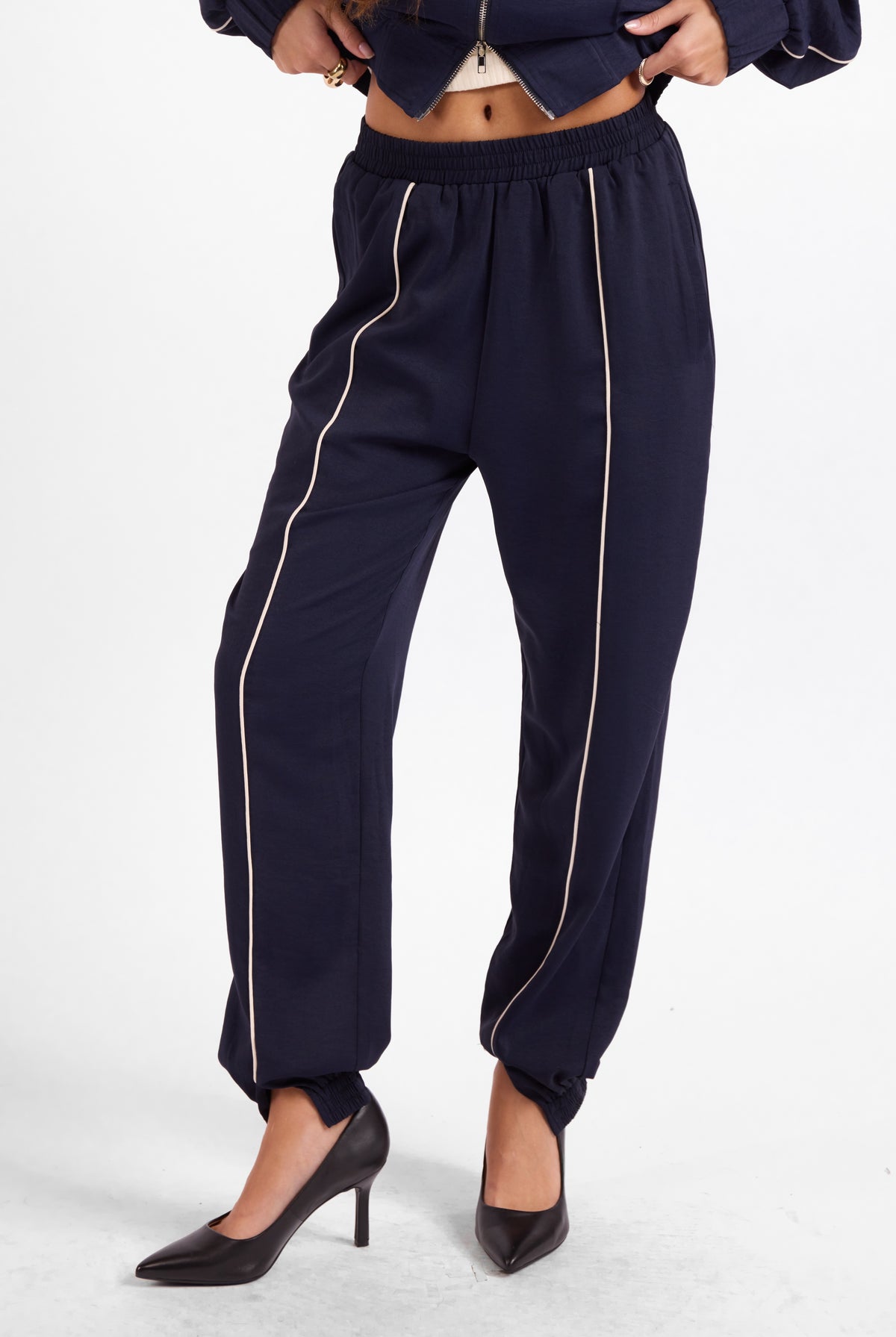Sage the Label Bike Ride Joggers in Navy Ivory-Joggers-Sage The Label-Deja Nu Boutique, Women's Fashion Boutique in Lampasas, Texas