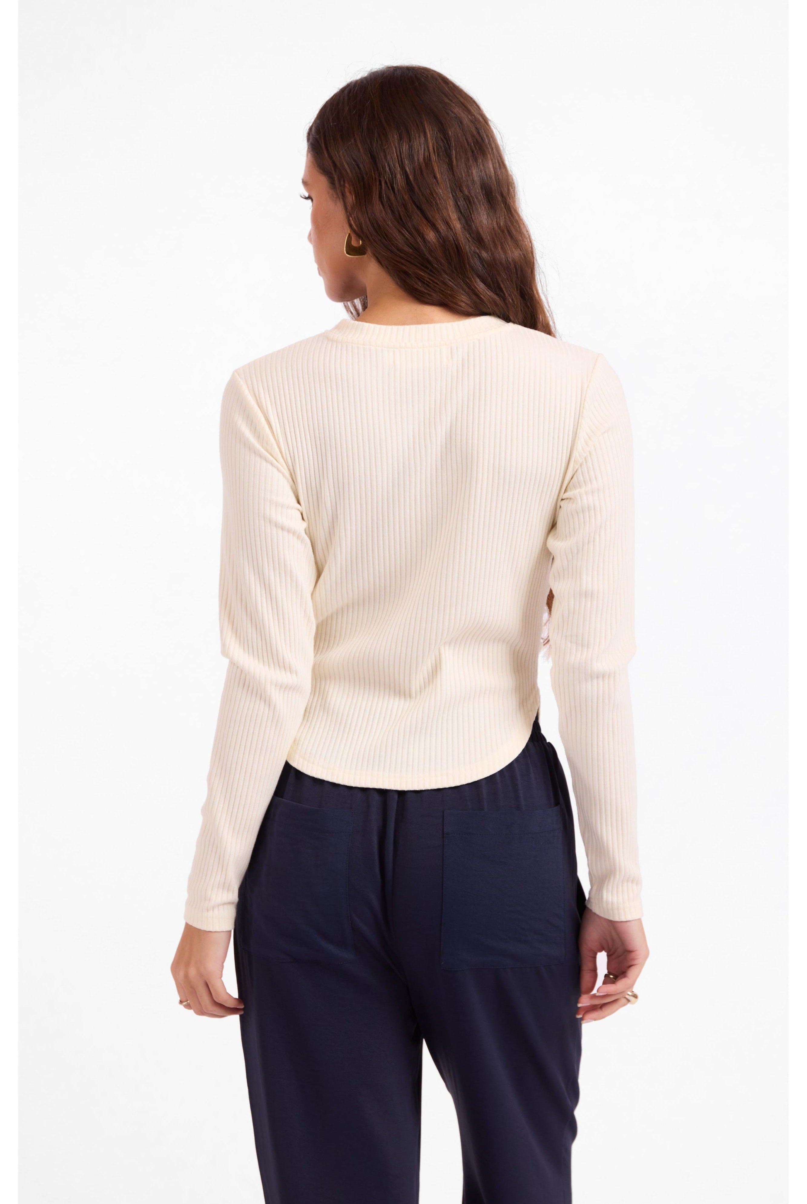 Sage the Label Esther Crew Neck Top in Ivory-Tops-Sage The Label-Deja Nu Boutique, Women's Fashion Boutique in Lampasas, Texas