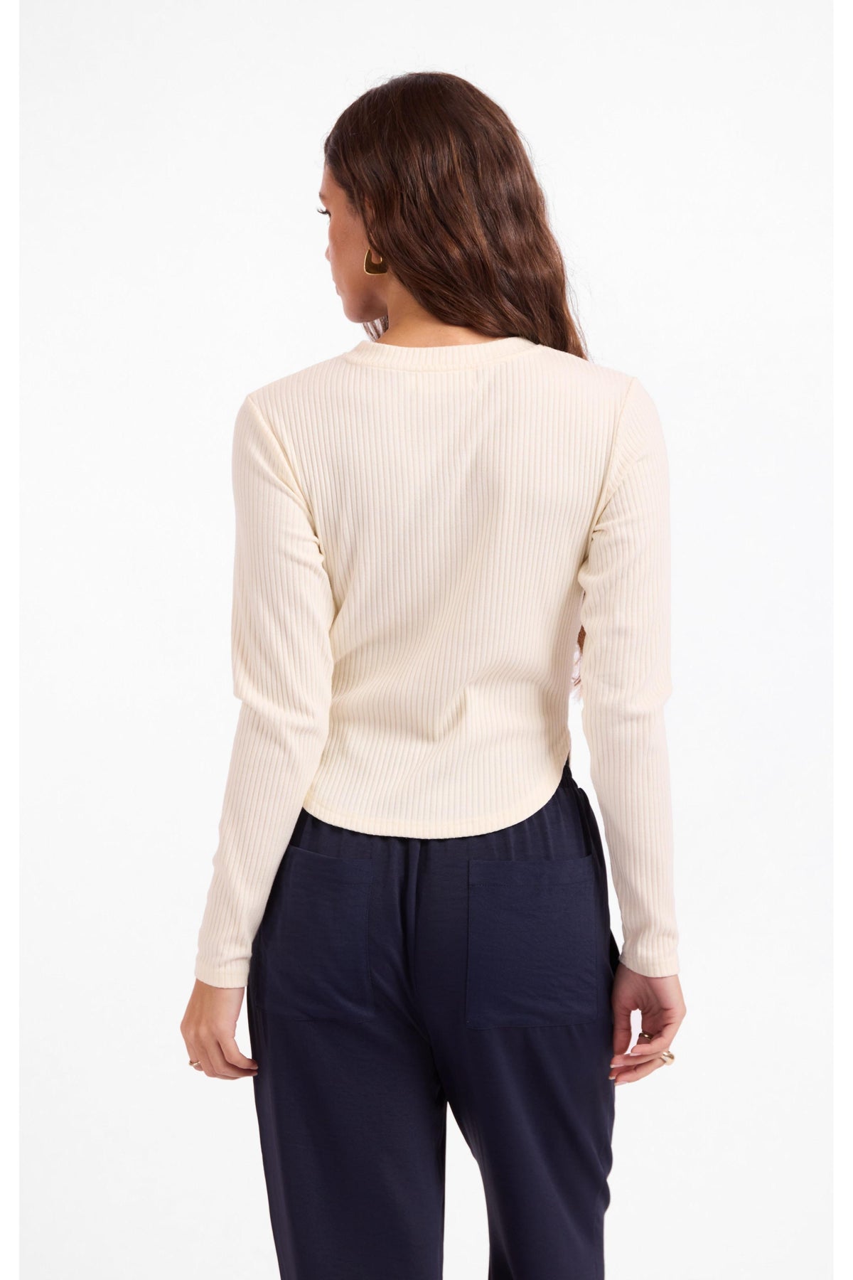 Sage the Label Esther Crew Neck Top in Ivory-Tops-Sage The Label-Deja Nu Boutique, Women's Fashion Boutique in Lampasas, Texas