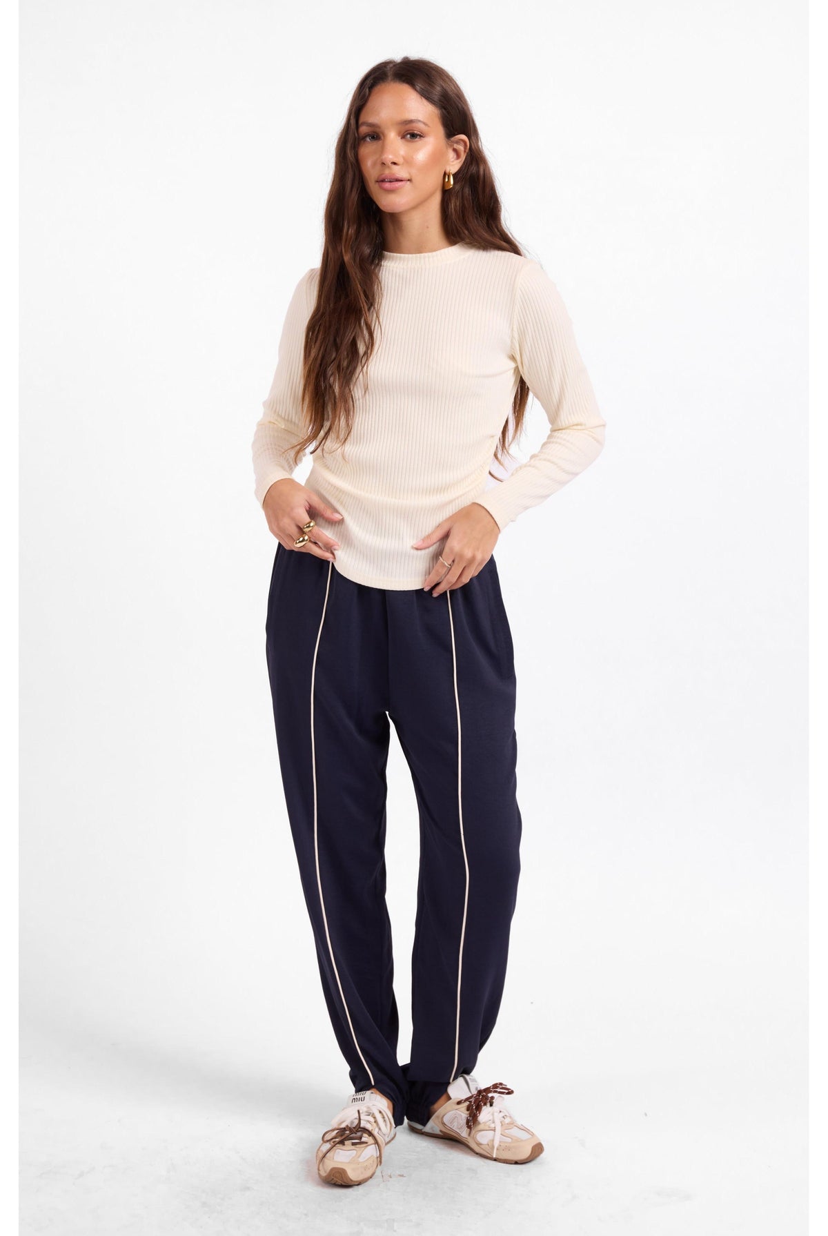 Sage the Label Esther Crew Neck Top in Ivory-Tops-Sage The Label-Deja Nu Boutique, Women's Fashion Boutique in Lampasas, Texas