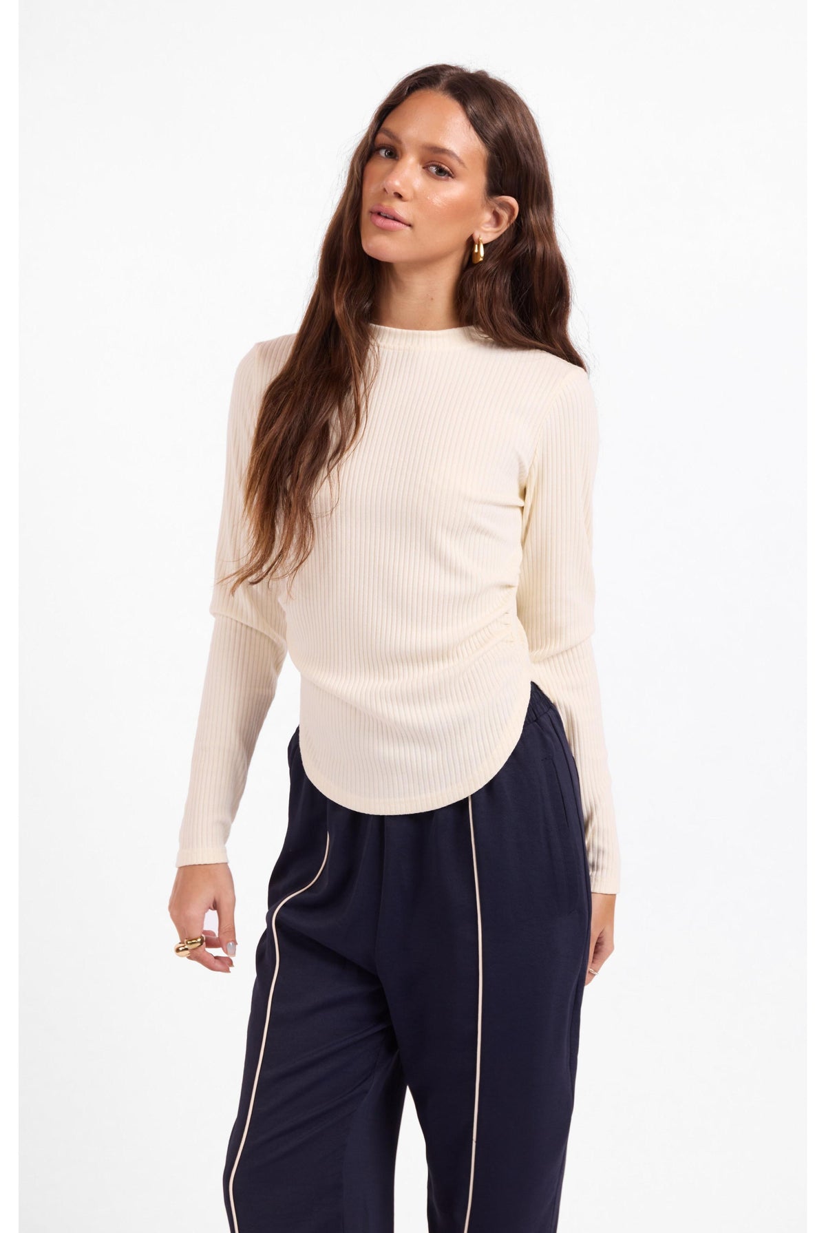 Sage the Label Esther Crew Neck Top in Ivory-Tops-Sage The Label-Deja Nu Boutique, Women's Fashion Boutique in Lampasas, Texas