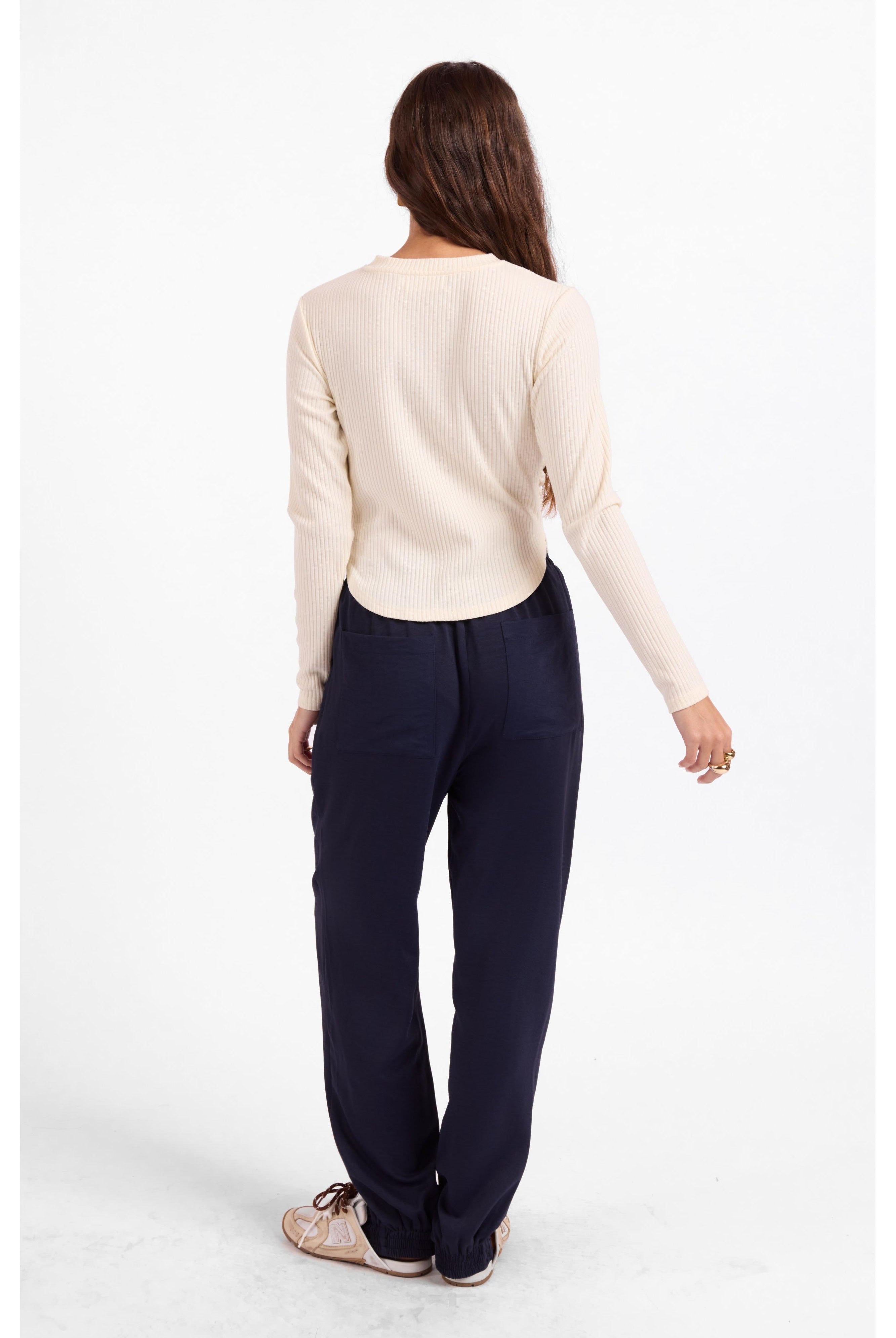 Sage the Label Esther Crew Neck Top in Ivory-Tops-Sage The Label-Deja Nu Boutique, Women's Fashion Boutique in Lampasas, Texas