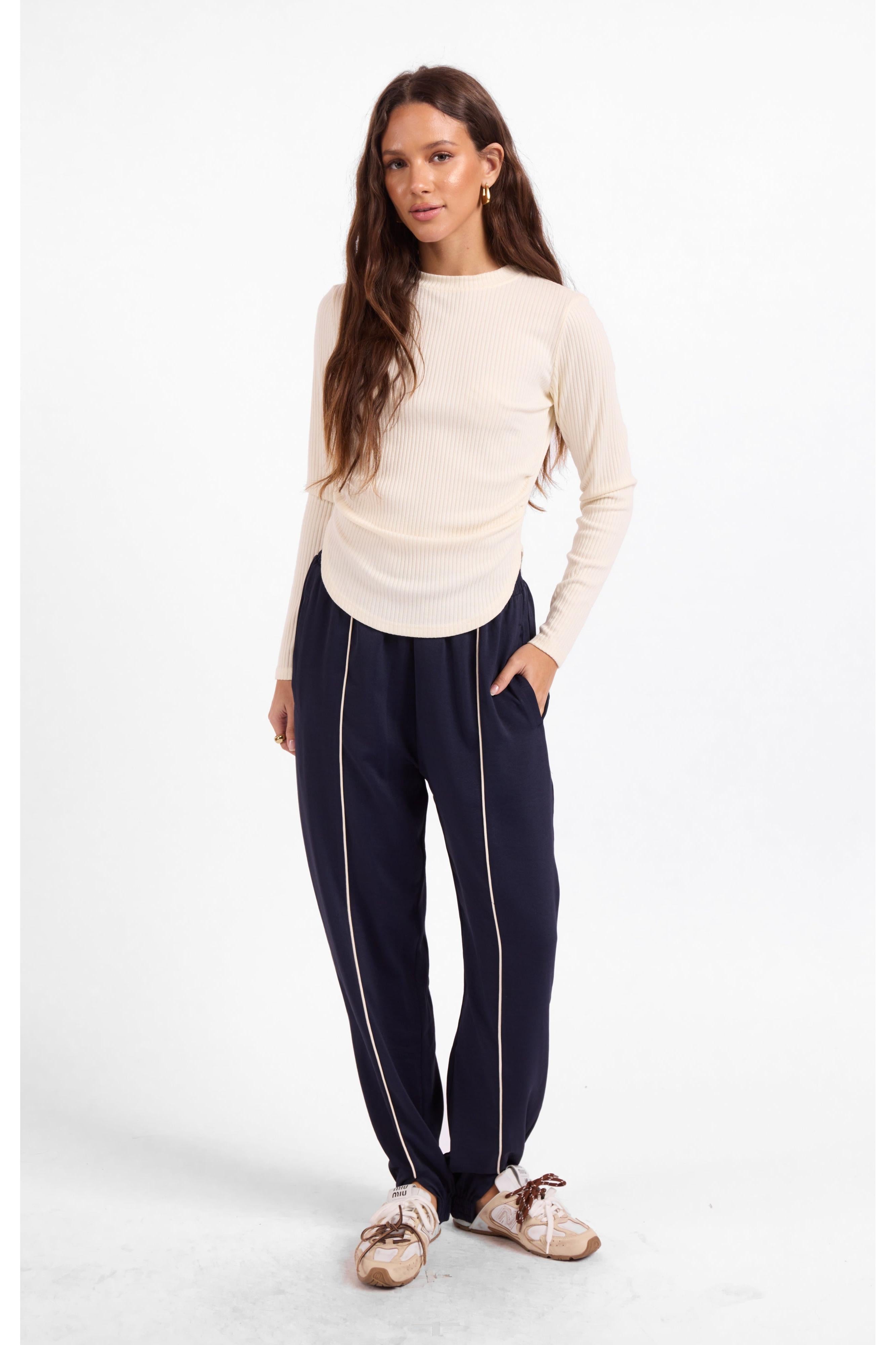 Sage the Label Esther Crew Neck Top in Ivory-Tops-Sage The Label-Deja Nu Boutique, Women's Fashion Boutique in Lampasas, Texas