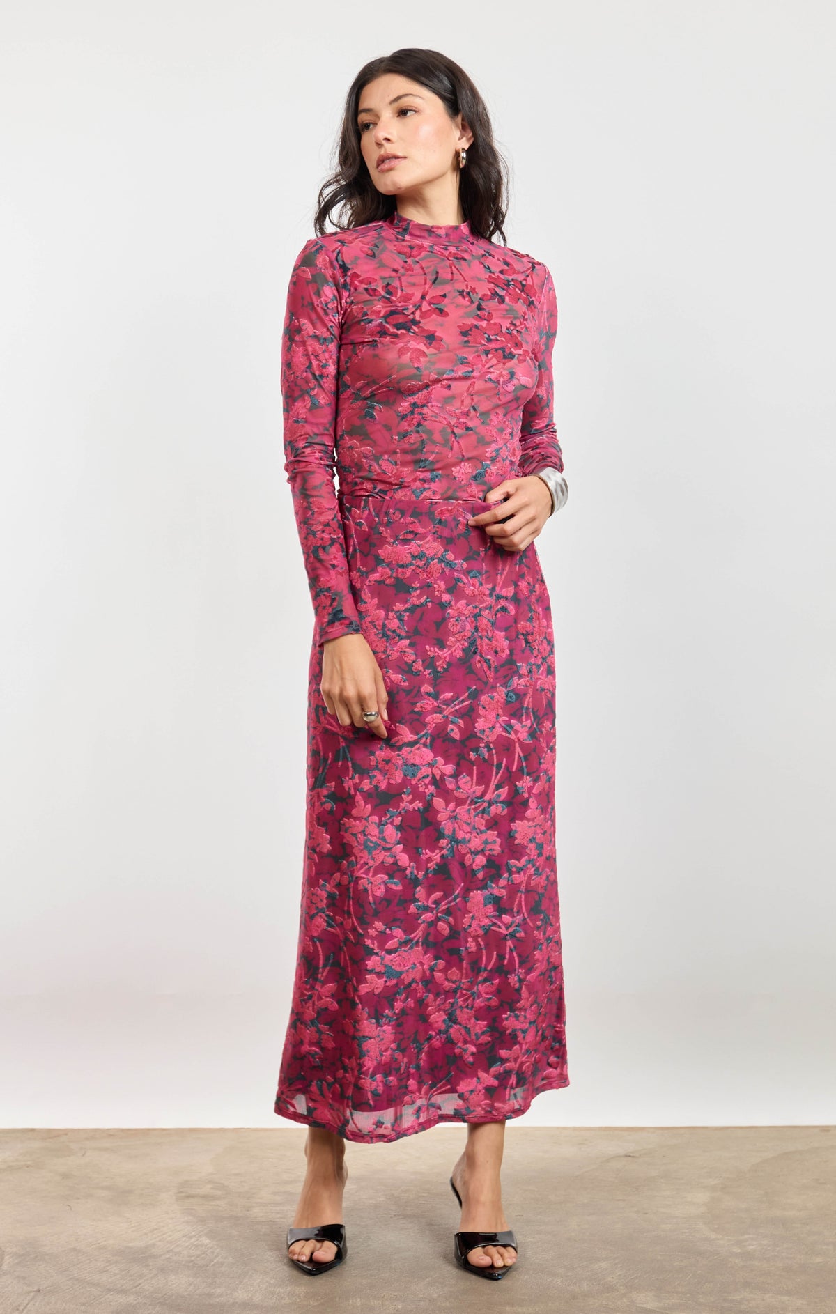 Sage The Label Velvet Rebellion Skirt in Fuchsia Multi-midi skirt-Sage The Label-Deja Nu Boutique, Women's Fashion Boutique in Lampasas, Texas