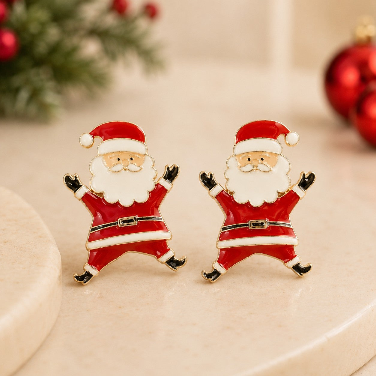 Santa Enamel Dangle Earrings-Earrings-Deja Nu-Deja Nu Boutique, Women's Fashion Boutique in Lampasas, Texas