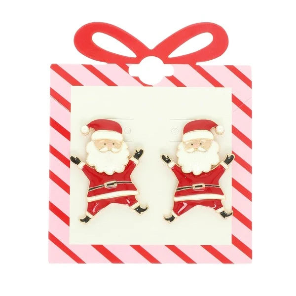 Santa Enamel Dangle Earrings-Earrings-Deja Nu-Deja Nu Boutique, Women's Fashion Boutique in Lampasas, Texas