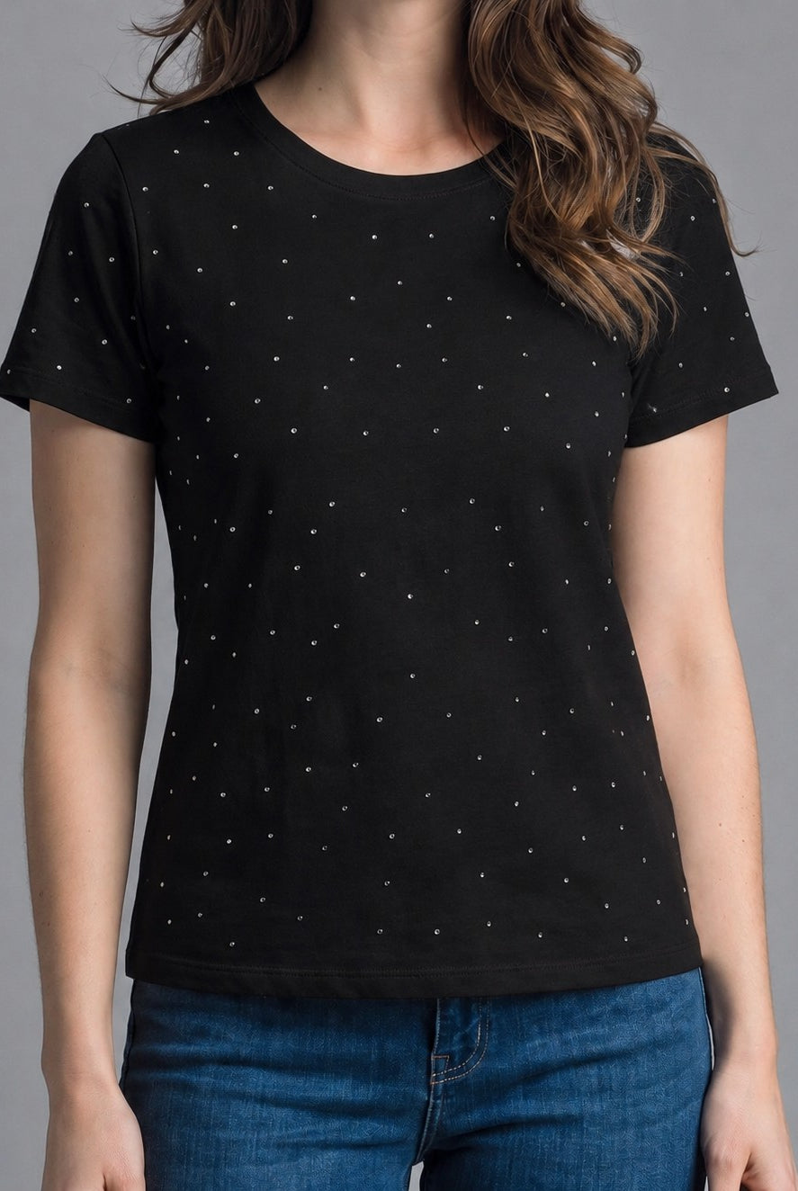 Tempo Paris Rhinestone Tee in Black-T-Shirts-Tempo Paris-Deja Nu Boutique, Women's Fashion Boutique in Lampasas, Texas