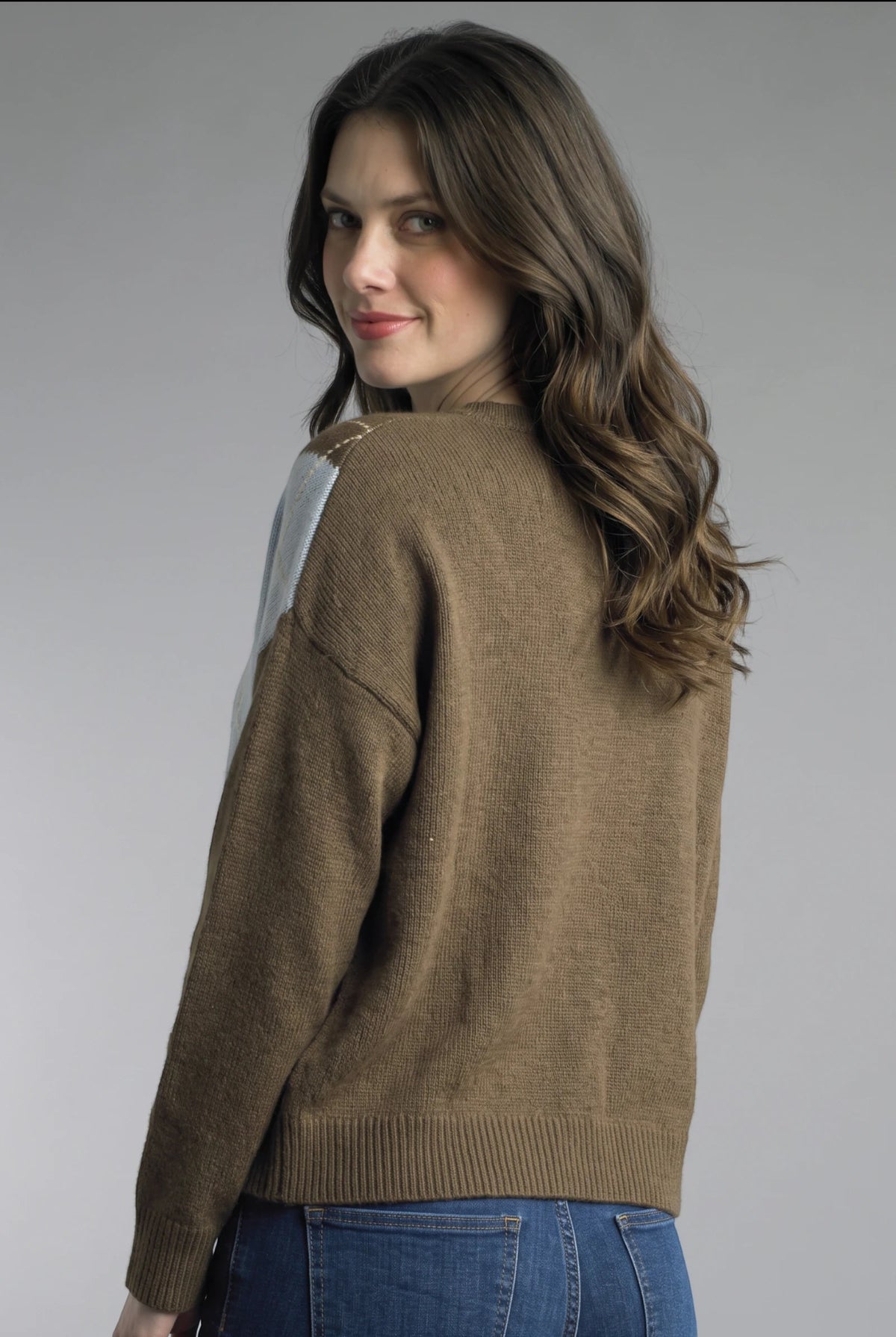 Tempo Paris Coco Diamond Grid Sweater in Brown-Sweaters-Tempo Paris-Deja Nu Boutique, Women's Fashion Boutique in Lampasas, Texas