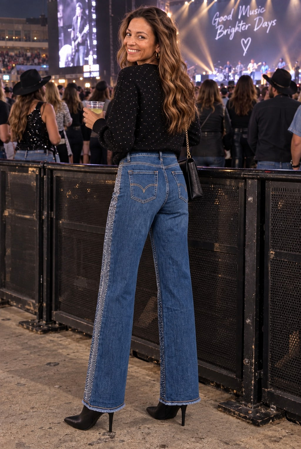 Tempo Paris Rhinestone Front High Rise Straight Leg Jeans-Jeans-Tempo Paris-Deja Nu Boutique, Women's Fashion Boutique in Lampasas, Texas