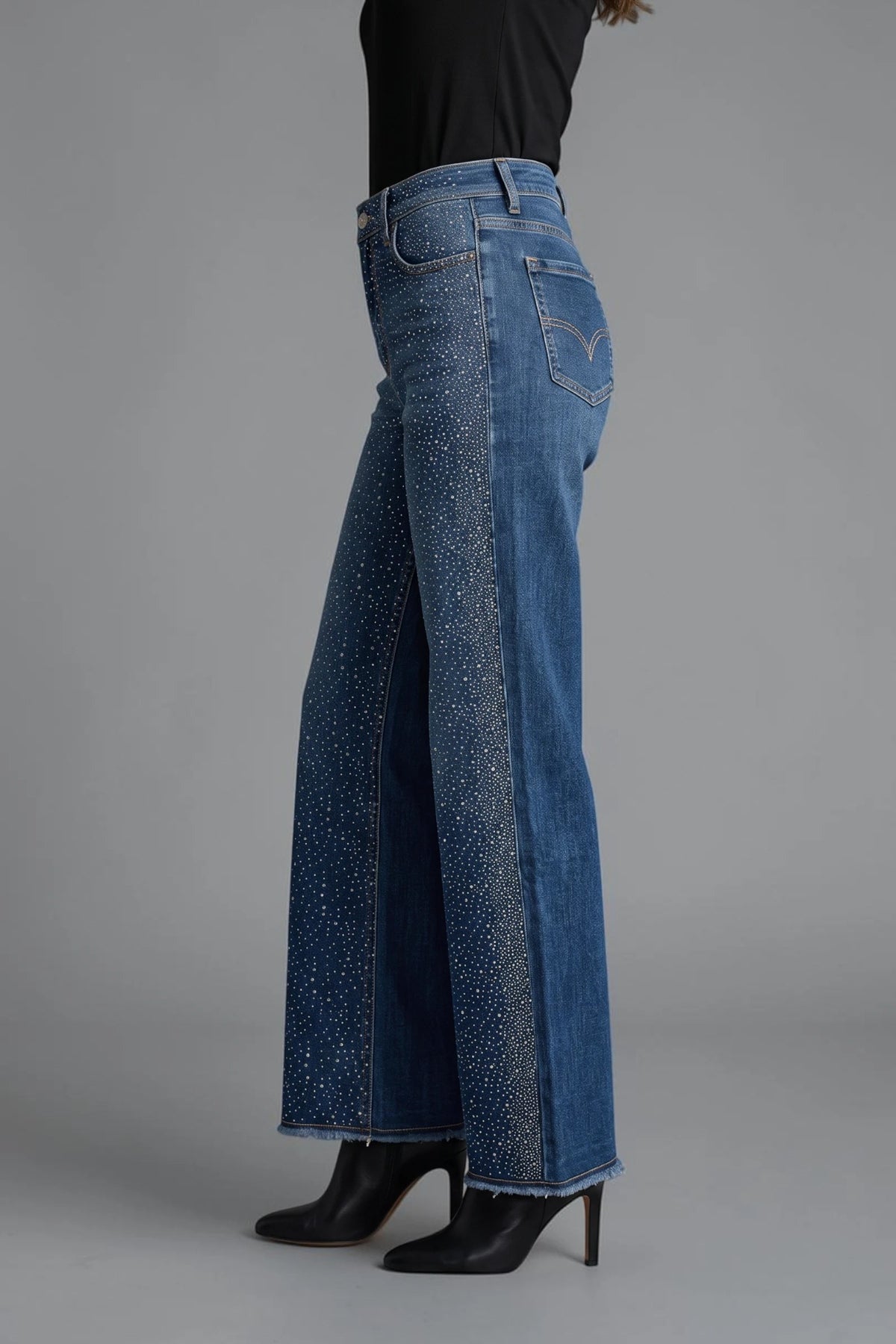 Tempo Paris Rhinestone Front High Rise Straight Leg Jeans-Jeans-Tempo Paris-Deja Nu Boutique, Women's Fashion Boutique in Lampasas, Texas