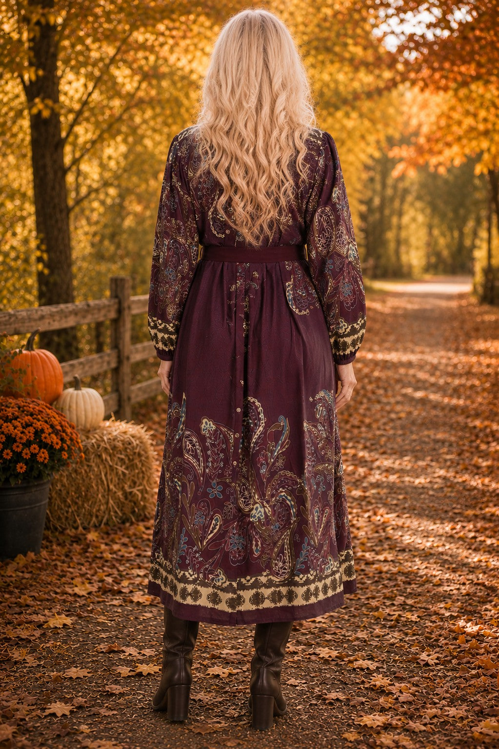 Umgee Abstract Print Tie Waist Midi Dress in Plum-Midi Dresses-umgee-Deja Nu Boutique, Women's Fashion Boutique in Lampasas, Texas