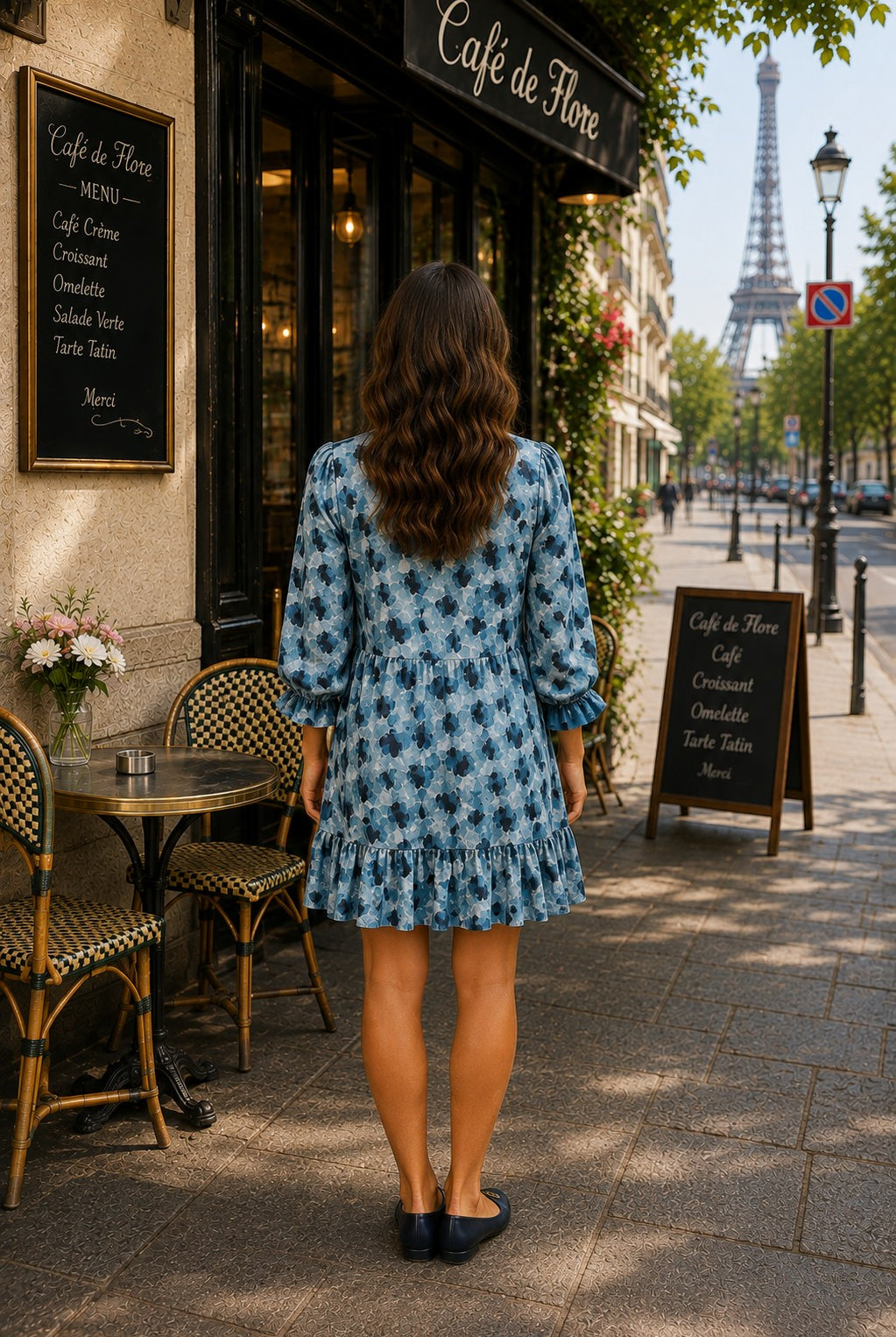 Umgee Teal Mix Abstract Print Ruffle Hem Dress-mini dress-Umgee-Deja Nu Boutique, Women's Fashion Boutique in Lampasas, Texas