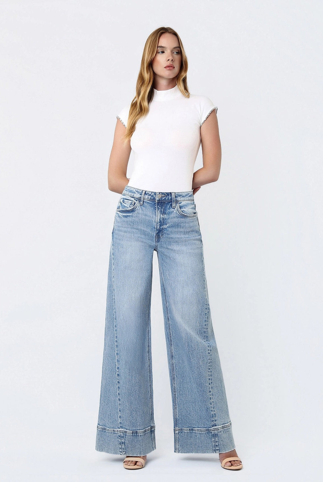 Vervet by Flying Monkey High Rise Extreme Wide Leg Jeans in April’s Daydream-Jeans-Vervet by Flying Monkey-Deja Nu Boutique, Women's Fashion Boutique in Lampasas, Texas