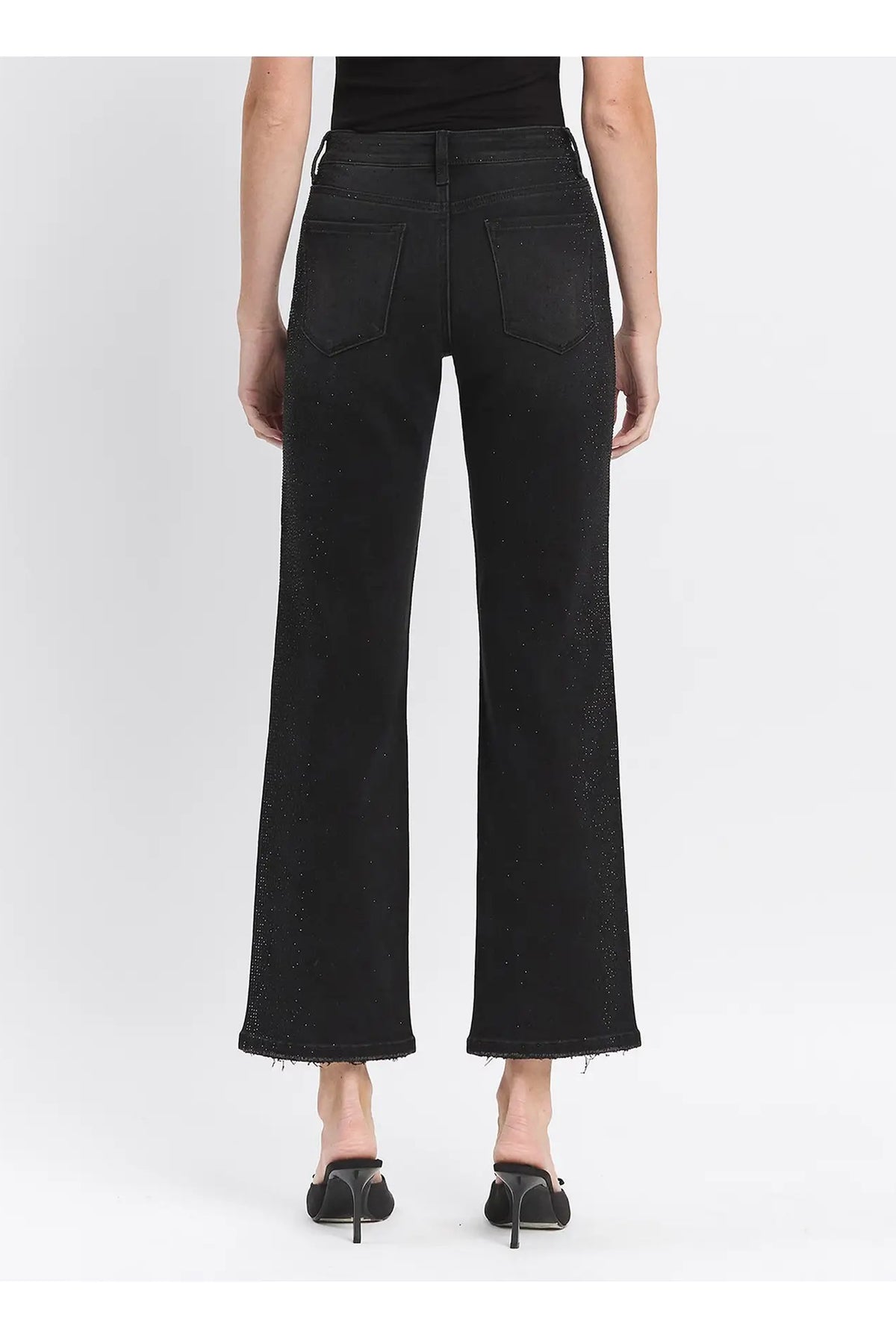 Vervet by Flying Monkey High Rise Rhinestone Detail Slim Wide Jeans in Openness-Jeans-Vervet by Flying Monkey-Deja Nu Boutique, Women's Fashion Boutique in Lampasas, Texas