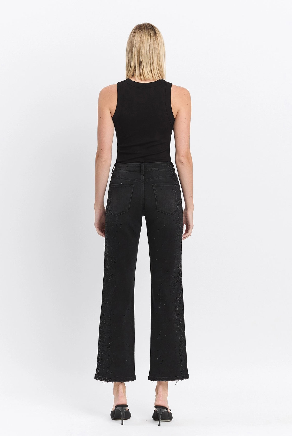 Vervet by Flying Monkey High Rise Rhinestone Detail Slim Wide Jeans in Openness-Jeans-Vervet by Flying Monkey-Deja Nu Boutique, Women's Fashion Boutique in Lampasas, Texas