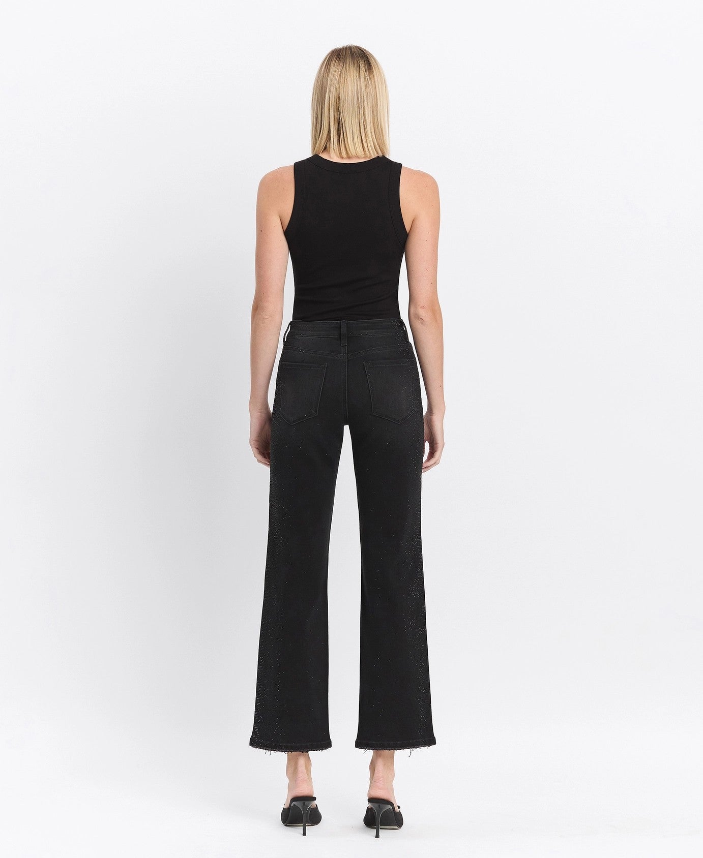 Vervet by Flying Monkey High Rise Rhinestone Detail Slim Wide Jeans in Openness-Jeans-Vervet by Flying Monkey-Deja Nu Boutique, Women's Fashion Boutique in Lampasas, Texas
