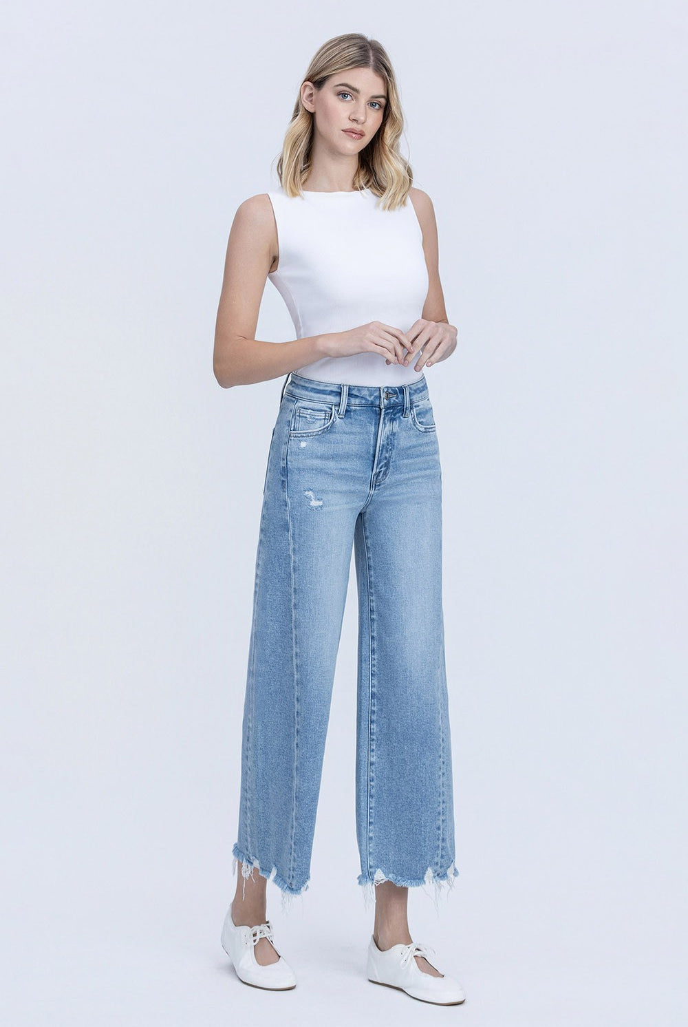 Vervet by Flying Monkey Idyllic High Rise Side Panel Crop Wide Leg Jeans-Jeans-Vervet by Flying Monkey-Deja Nu Boutique, Women's Fashion Boutique in Lampasas, Texas