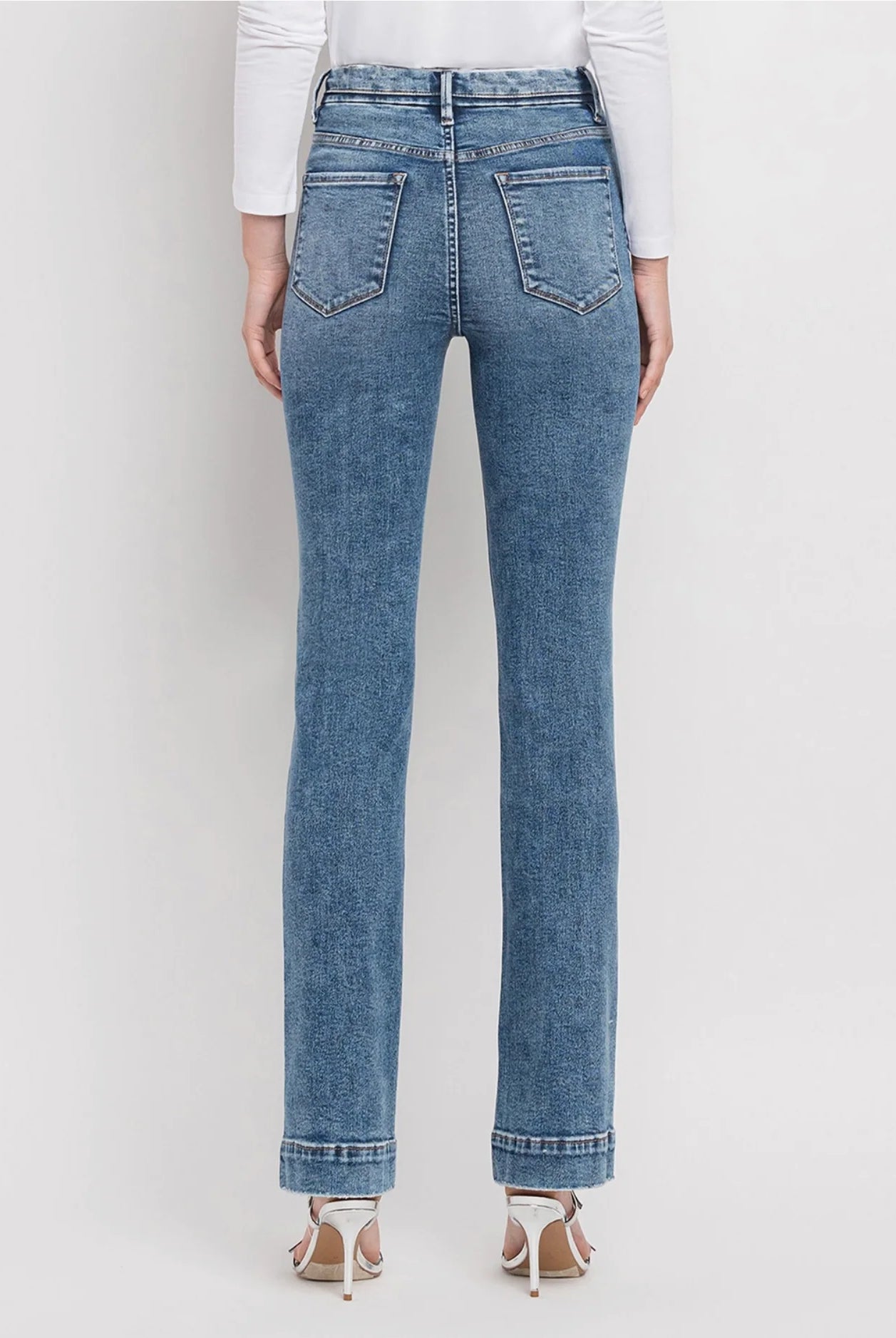 Vervet by Flying Monkey Tummy Control High Rise Trouser Hem Bootcut Jeans – Protegee Wash-Jeans-Vervet by Flying Monkey-Deja Nu Boutique, Women's Fashion Boutique in Lampasas, Texas