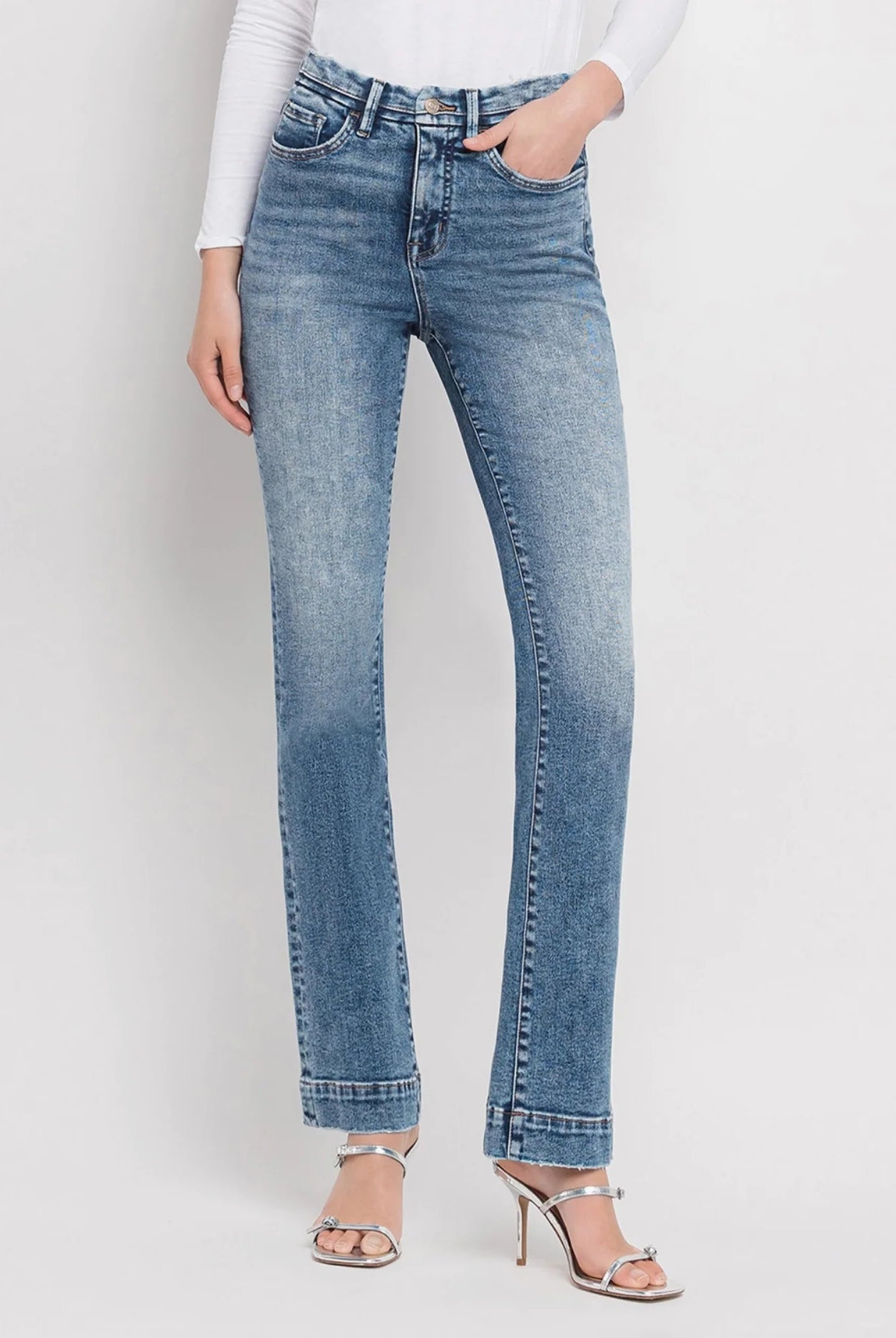 Vervet by Flying Monkey Tummy Control High Rise Trouser Hem Bootcut Jeans – Protegee Wash-Jeans-Vervet by Flying Monkey-Deja Nu Boutique, Women's Fashion Boutique in Lampasas, Texas