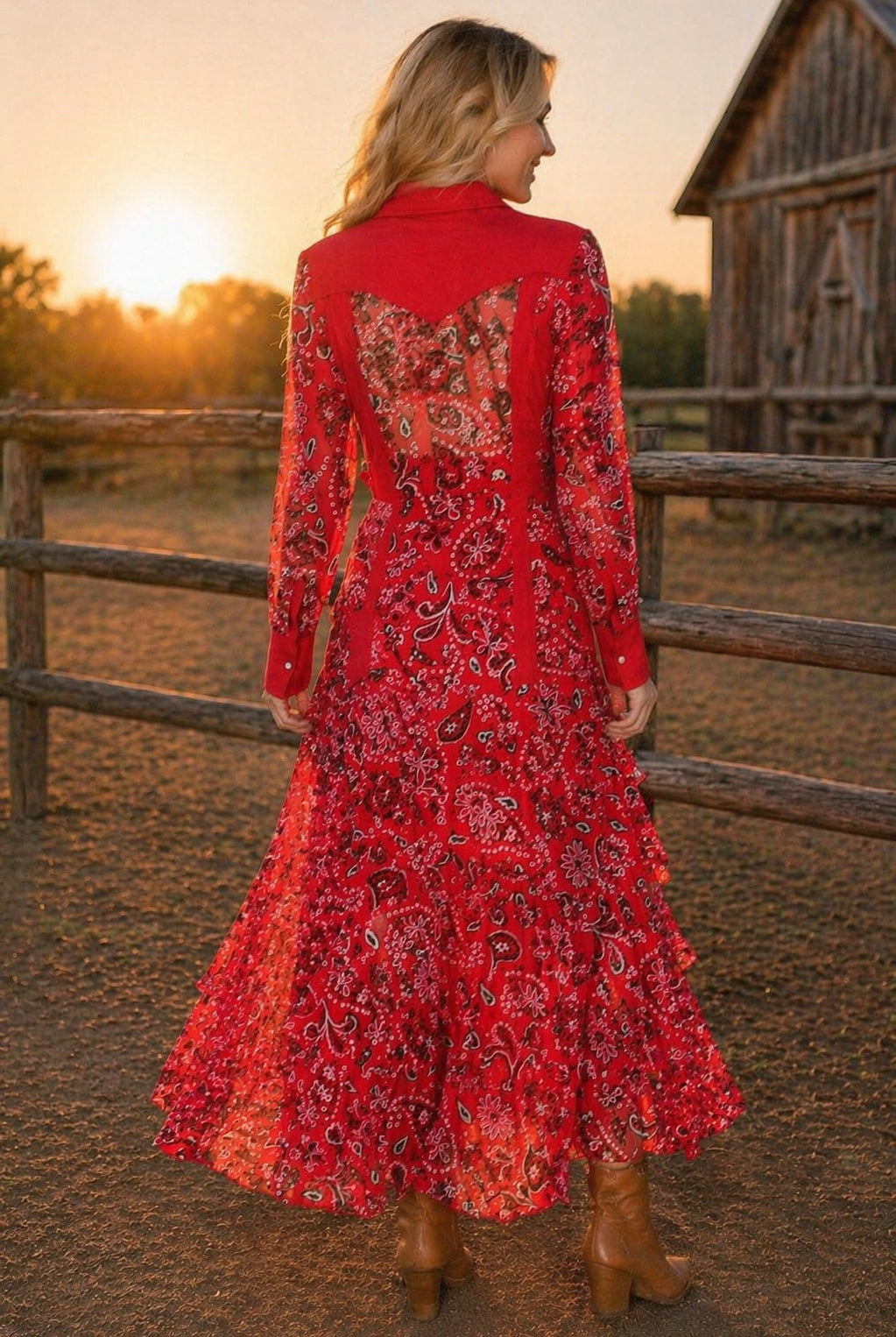W.A.Y Wonderful & Young Red Bandana Mesh Tiered Maxi Skirt-Skirts-WAY-Deja Nu Boutique, Women's Fashion Boutique in Lampasas, Texas