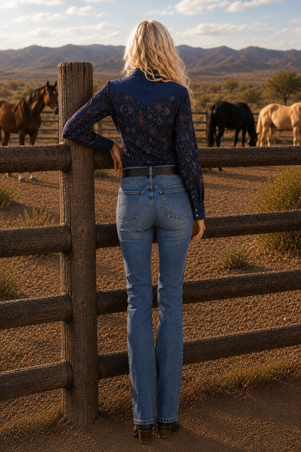 W.A.Y Wonderful & Young Navy Bandana Print Mesh & Linen Combo Shirt-shirts-WAY-Deja Nu Boutique, Women's Fashion Boutique in Lampasas, Texas