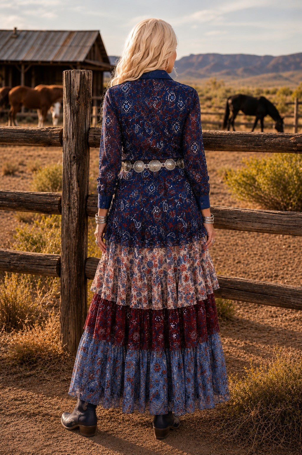 W.A.Y Wonderful & Young Red, White & Blue Printed Tiered Mesh Maxi Skirt-Maxi Skirts-WAY-Deja Nu Boutique, Women's Fashion Boutique in Lampasas, Texas