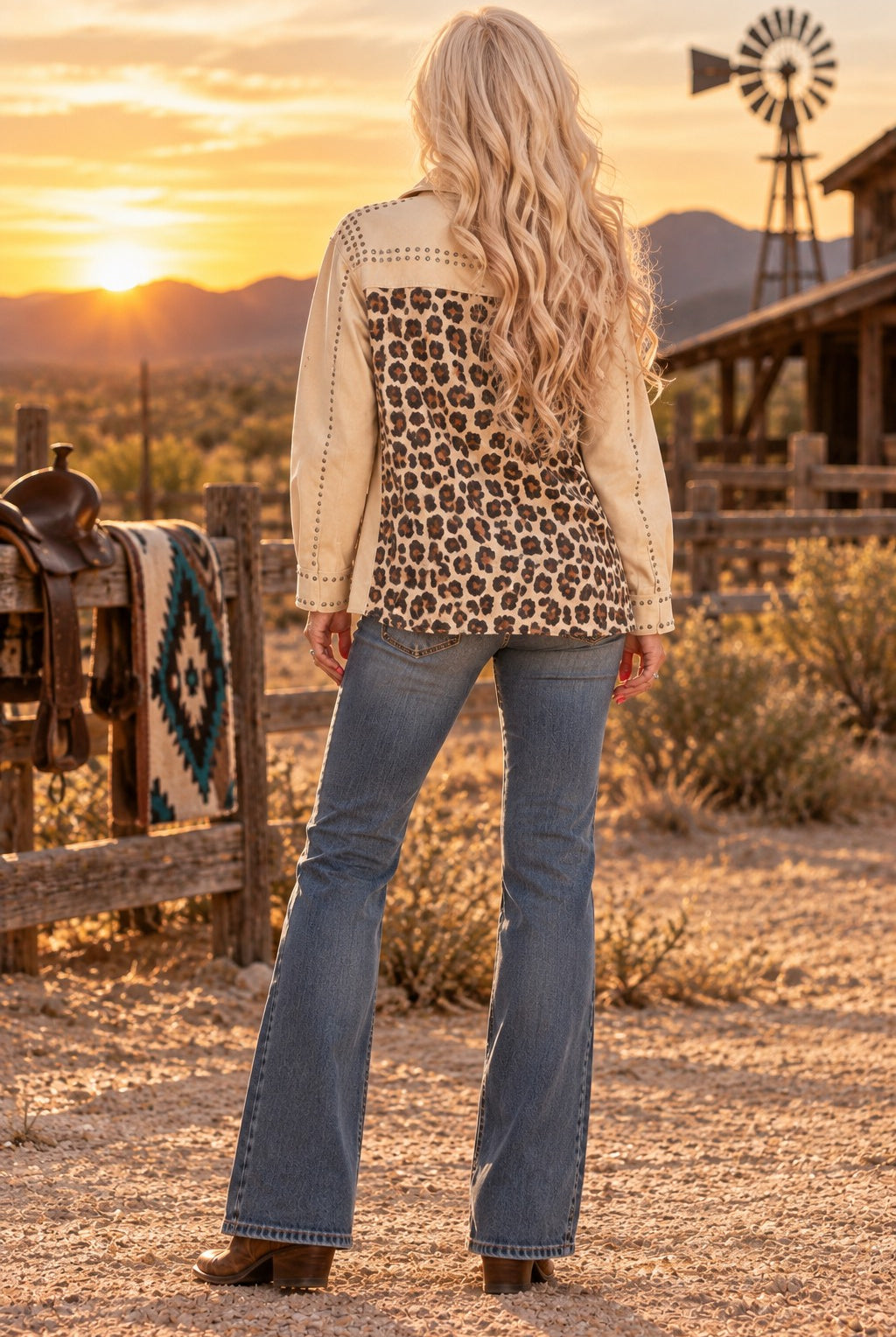 W.A.Y Wonderful & Young Studded Faux Suede Leopard Print Shirt-Tops-WAY-Deja Nu Boutique, Women's Fashion Boutique in Lampasas, Texas