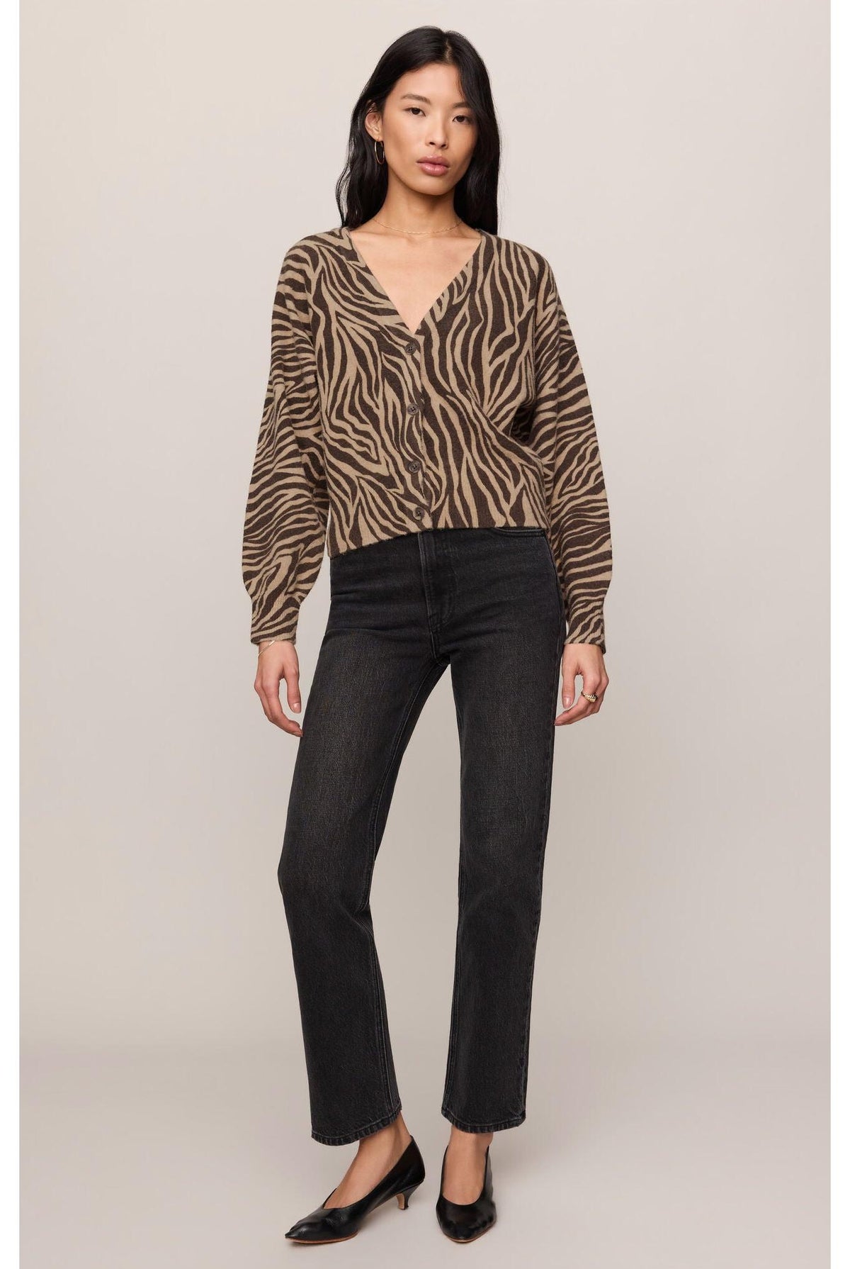 Z Supply All The Wild Zebra Cardigan in Dark Chocolate-Cardigans & Kimonos-Z Supply-Deja Nu Boutique, Women's Fashion Boutique in Lampasas, Texas