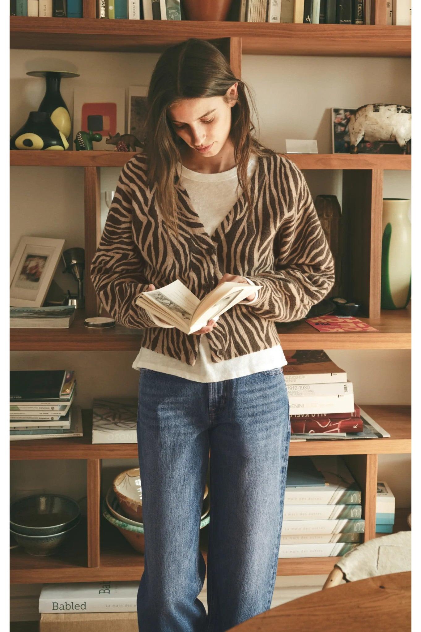 Z Supply All The Wild Zebra Cardigan in Dark Chocolate-Cardigans & Kimonos-Z Supply-Deja Nu Boutique, Women's Fashion Boutique in Lampasas, Texas