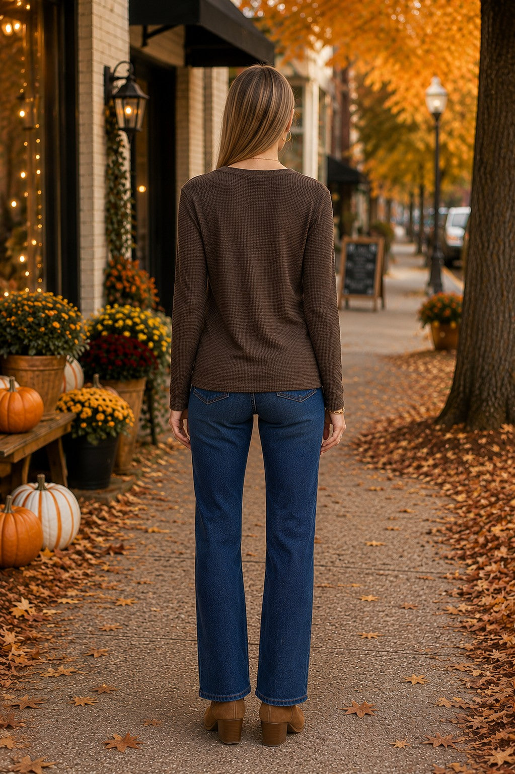 Z Supply Arlet Mini Thermal Top in Dark Chocolate-Tops-Z Supply-Deja Nu Boutique, Women's Fashion Boutique in Lampasas, Texas